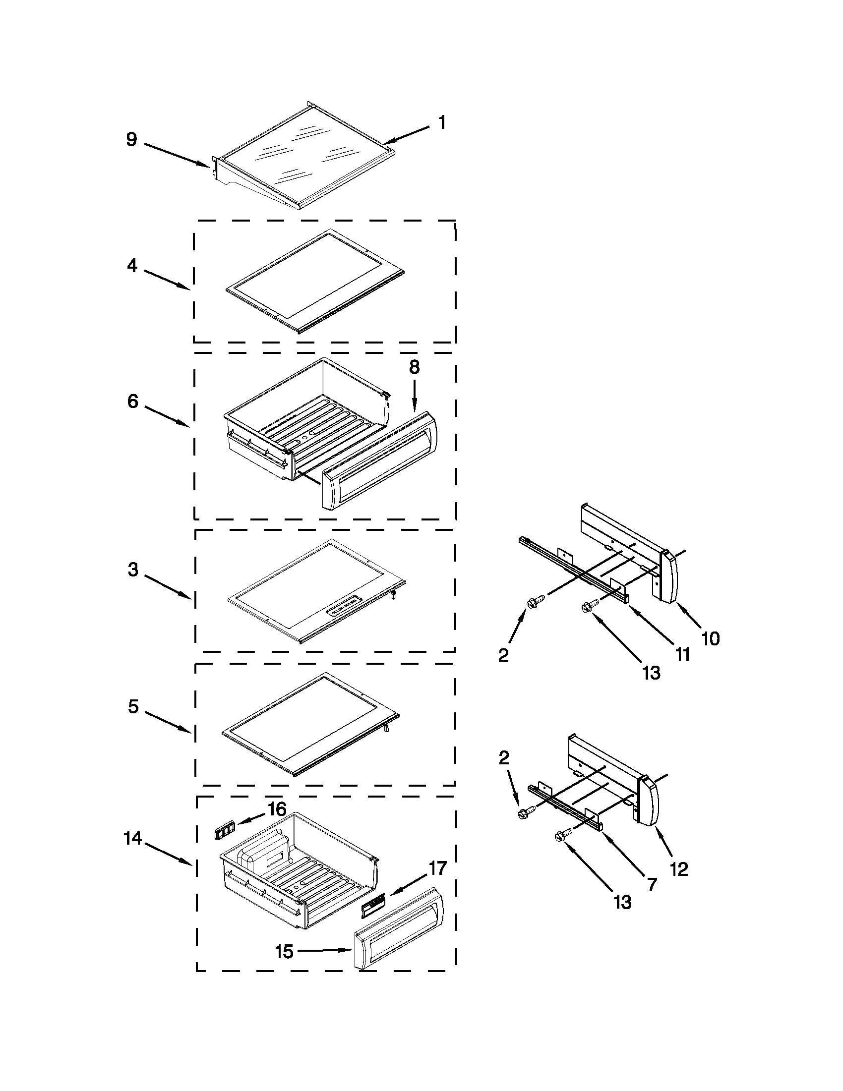 Jenn-Air JS48NXFXDW04 refrigerator shelf parts diagram