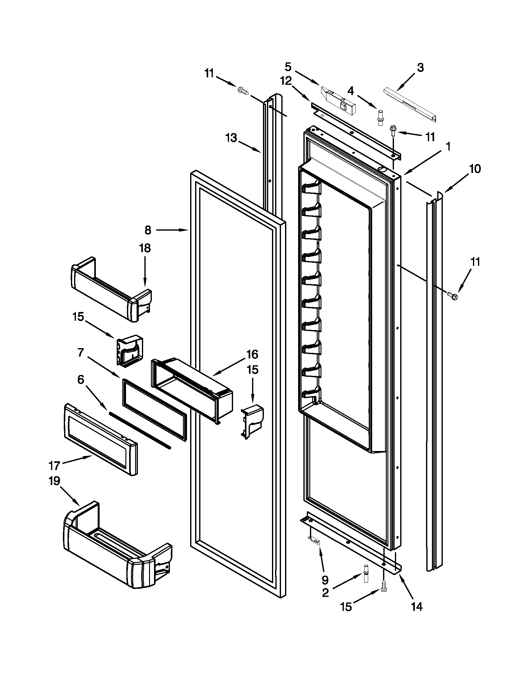 Jenn-Air JS48NXFXDW04 refrigerator door parts diagram