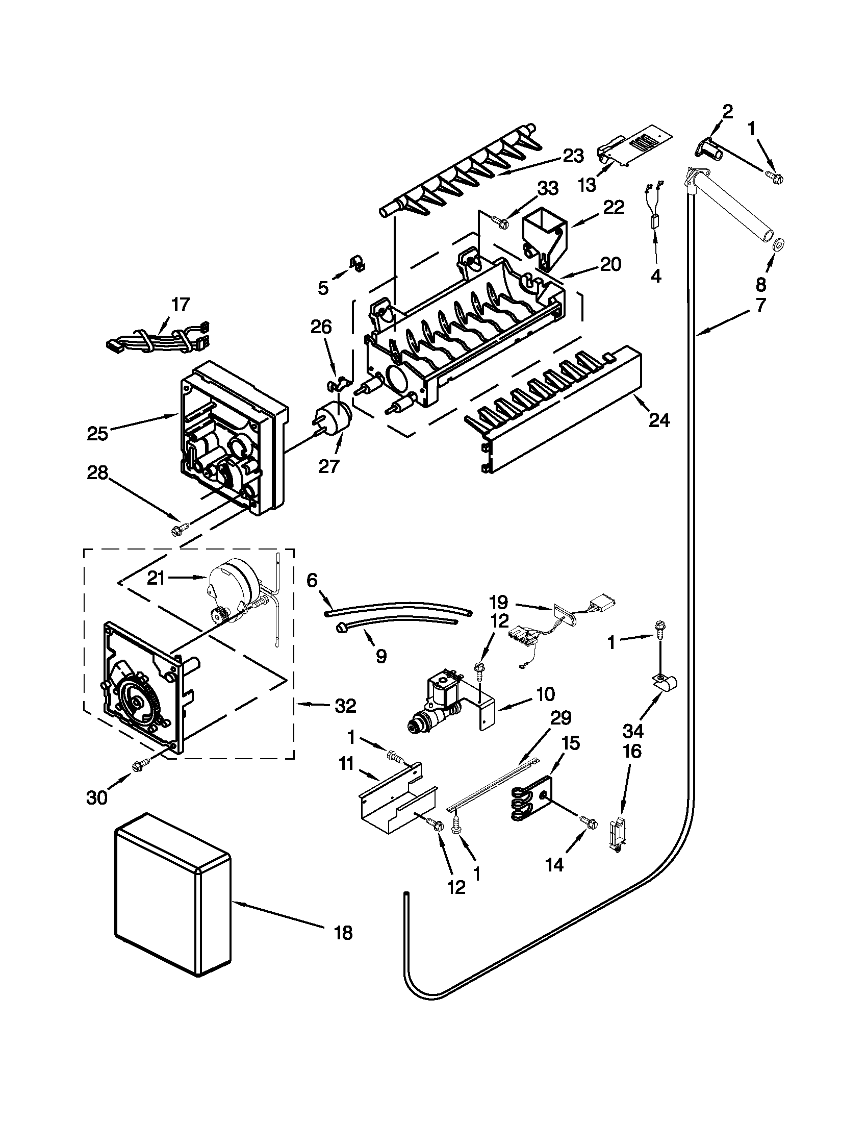 Jenn-Air JS48NXFXDW04 icemaker parts diagram