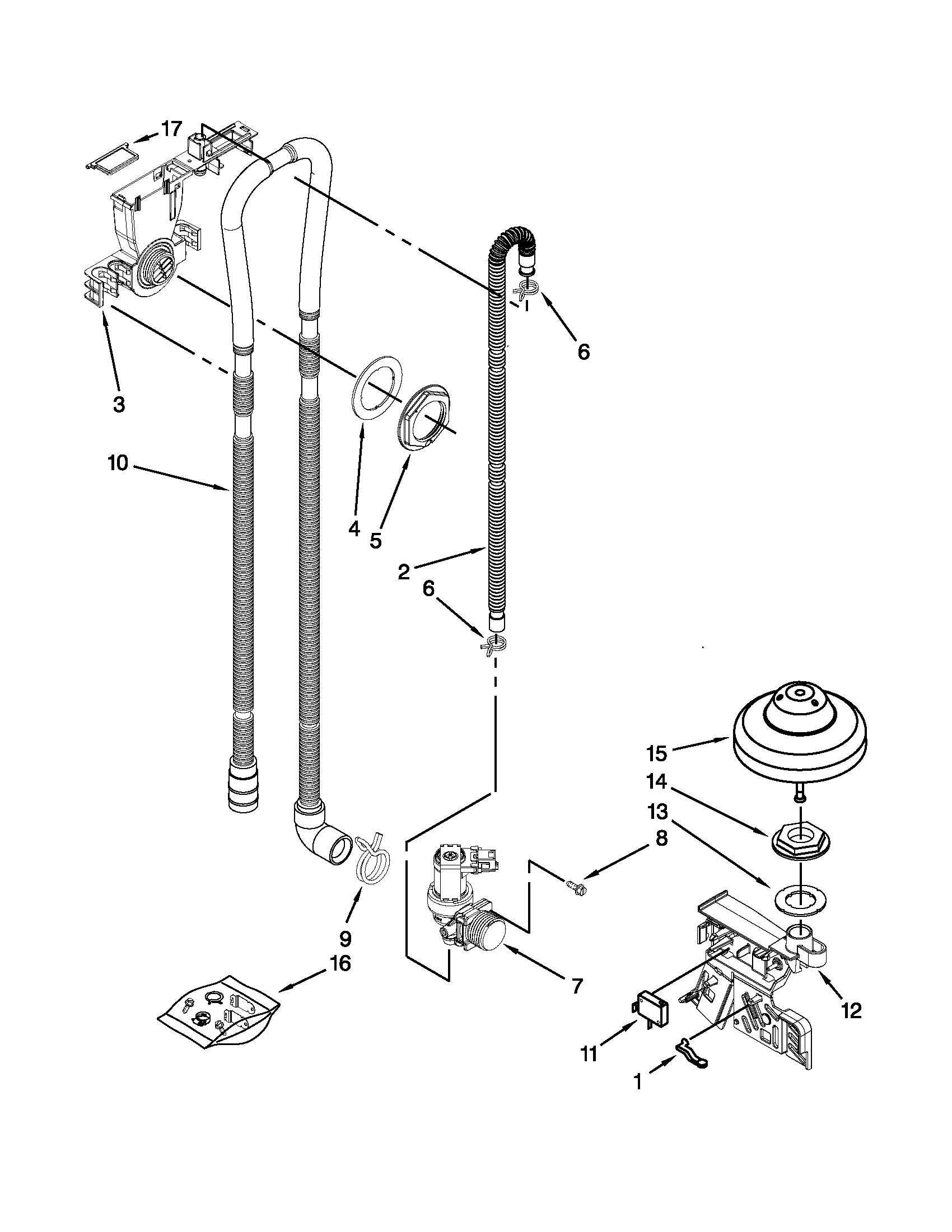 Maytag MDB8949SBB1 fill, drain and overfill parts diagram