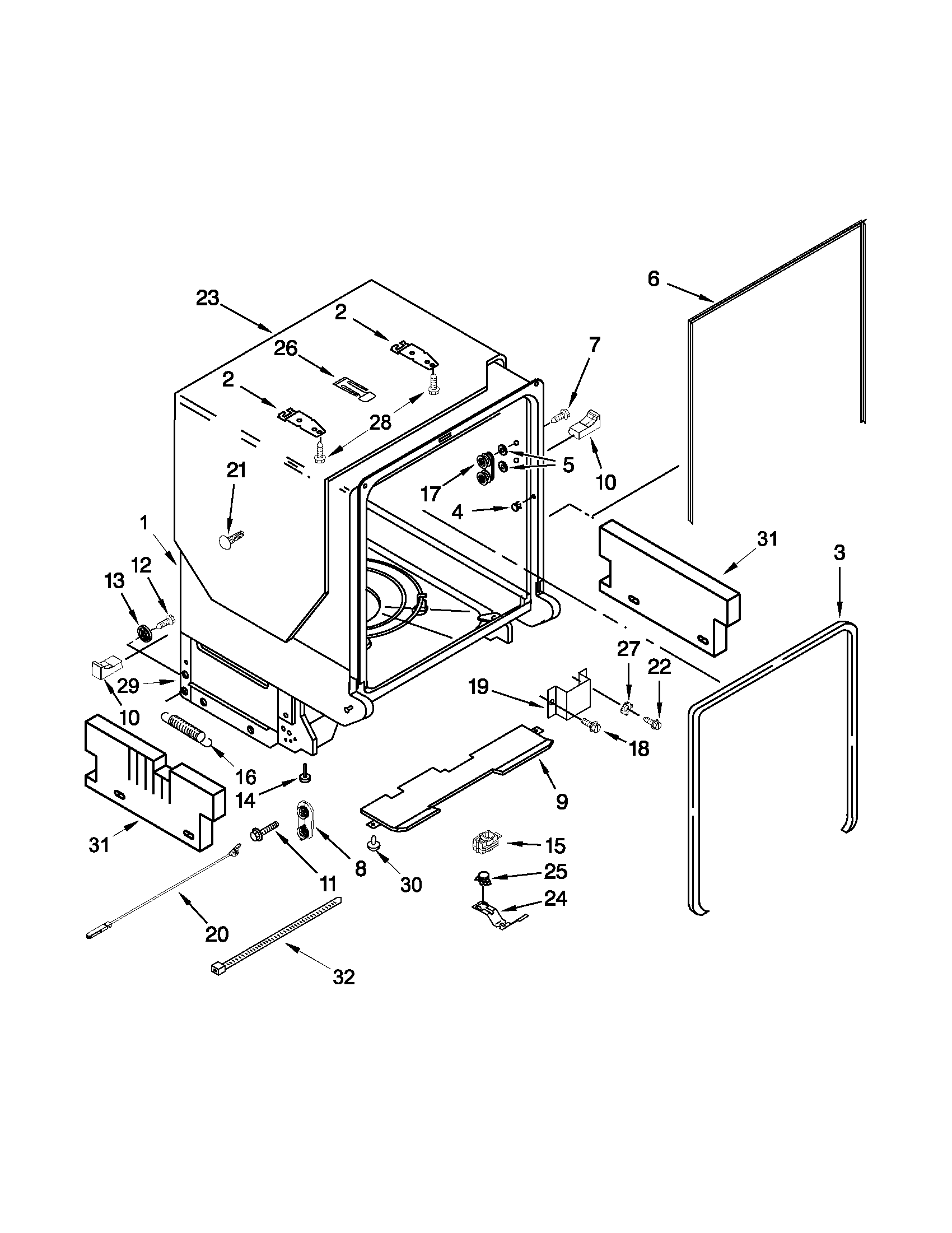 Maytag MDB8949SBB1 tub and frame parts diagram