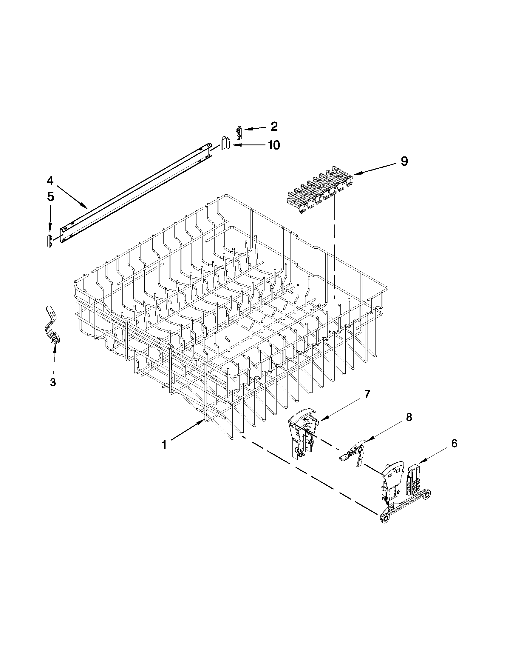 Maytag MDB8949SBB1 upper rack and track parts diagram