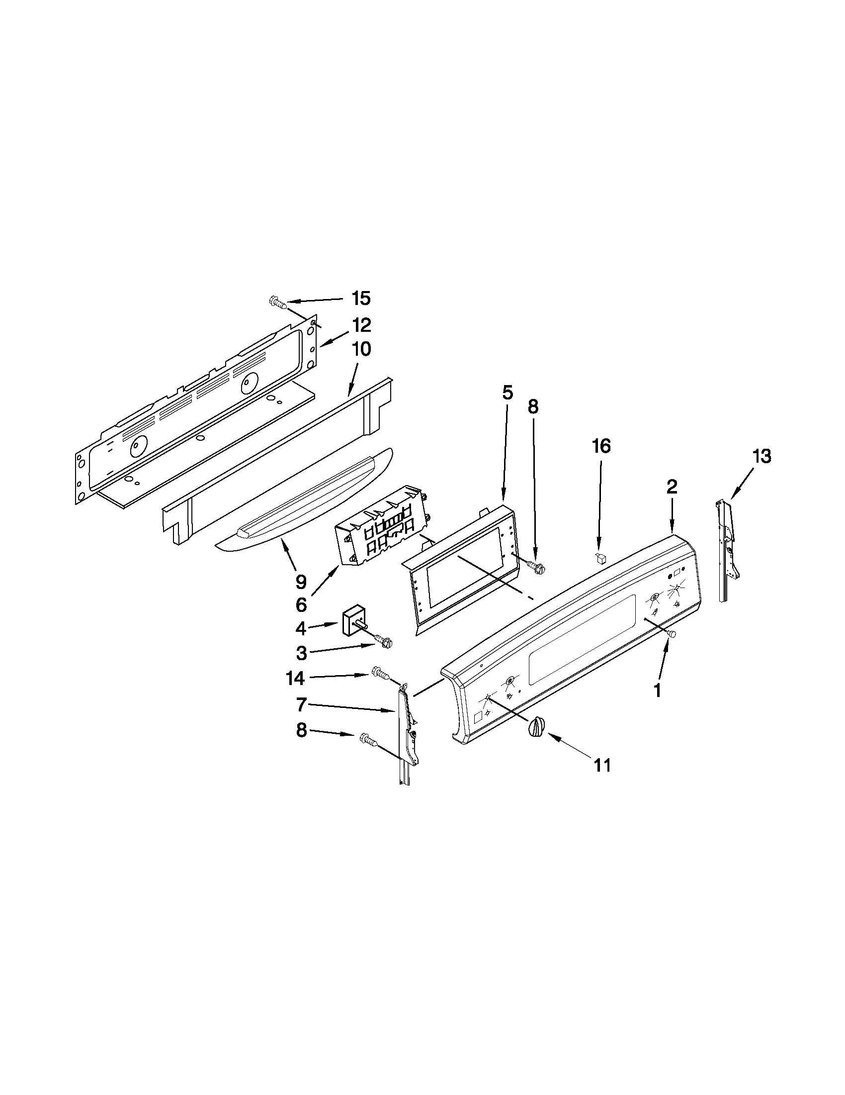 KitchenAid YKERS205TS0 control panel parts diagram