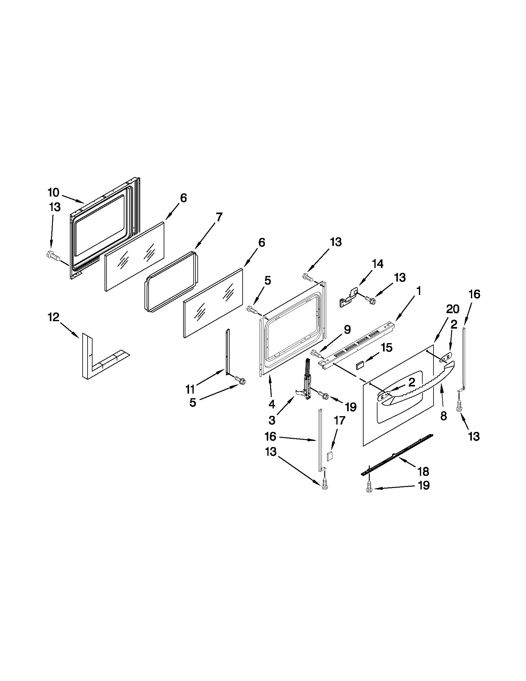 KitchenAid YKERS205TS0 door parts diagram