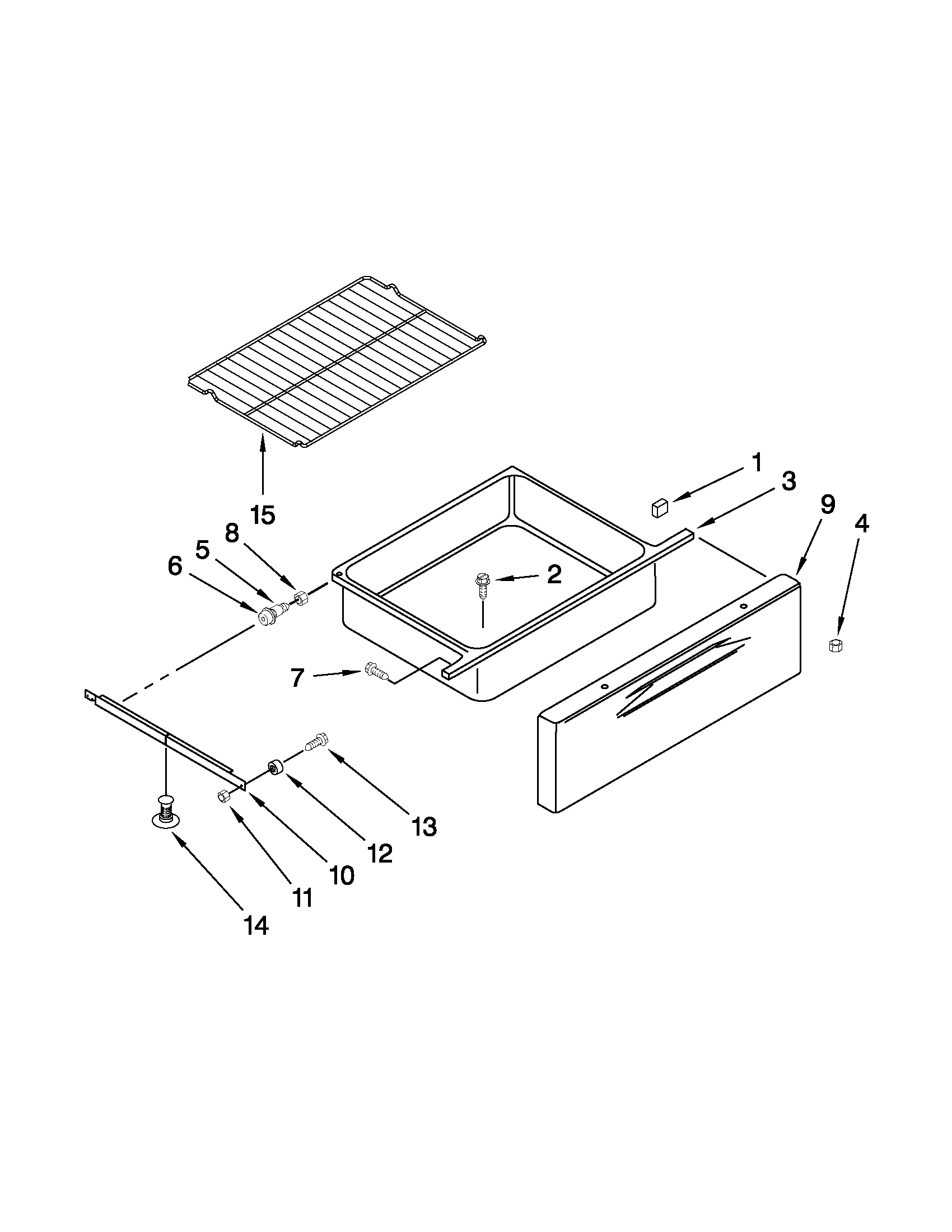 KitchenAid YKERS205TS0 drawer and rack parts diagram