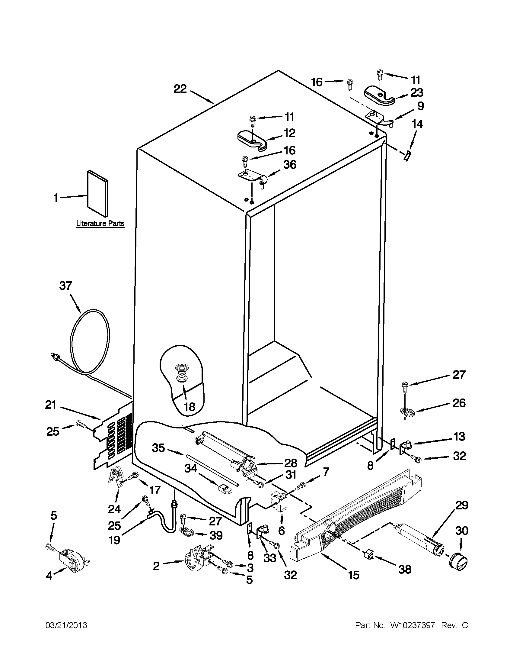 Whirlpool GS6NHAXVA01 cabinet parts diagram