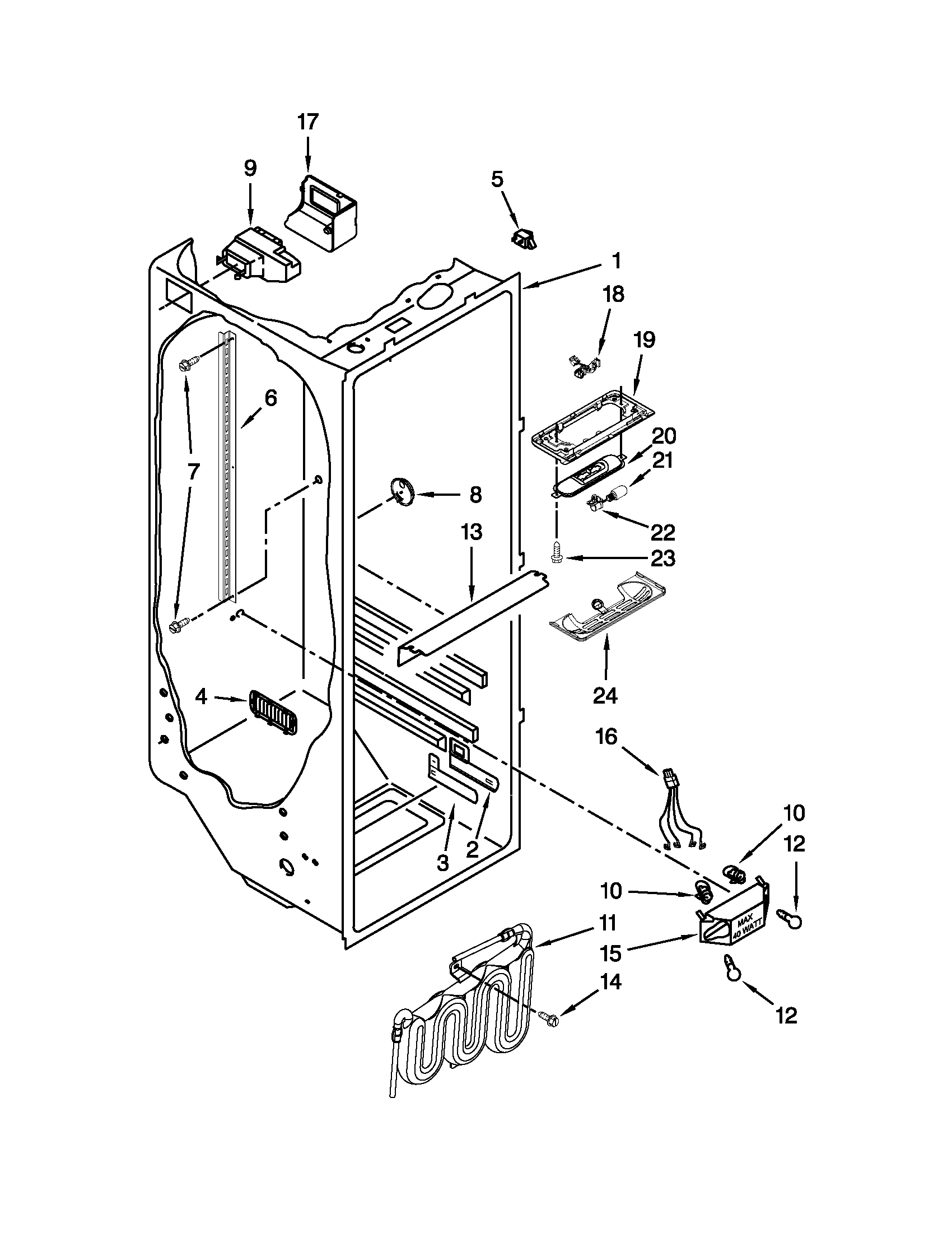 Whirlpool GS6NHAXVA01 refrigerator liner parts diagram