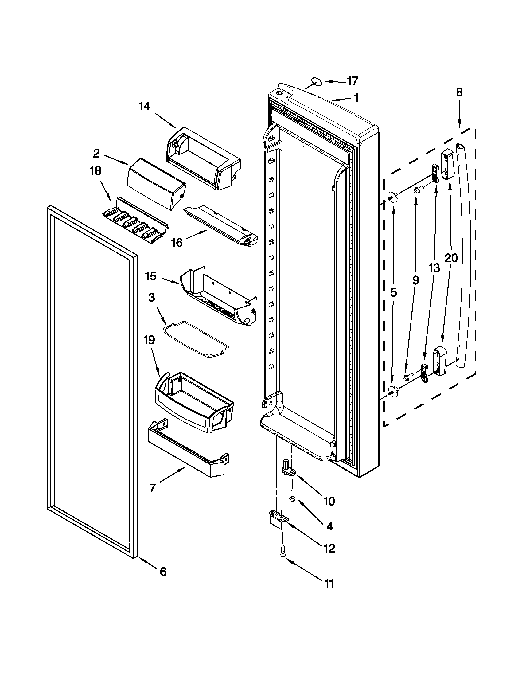 Whirlpool GS6NHAXVA01 refrigerator door parts diagram