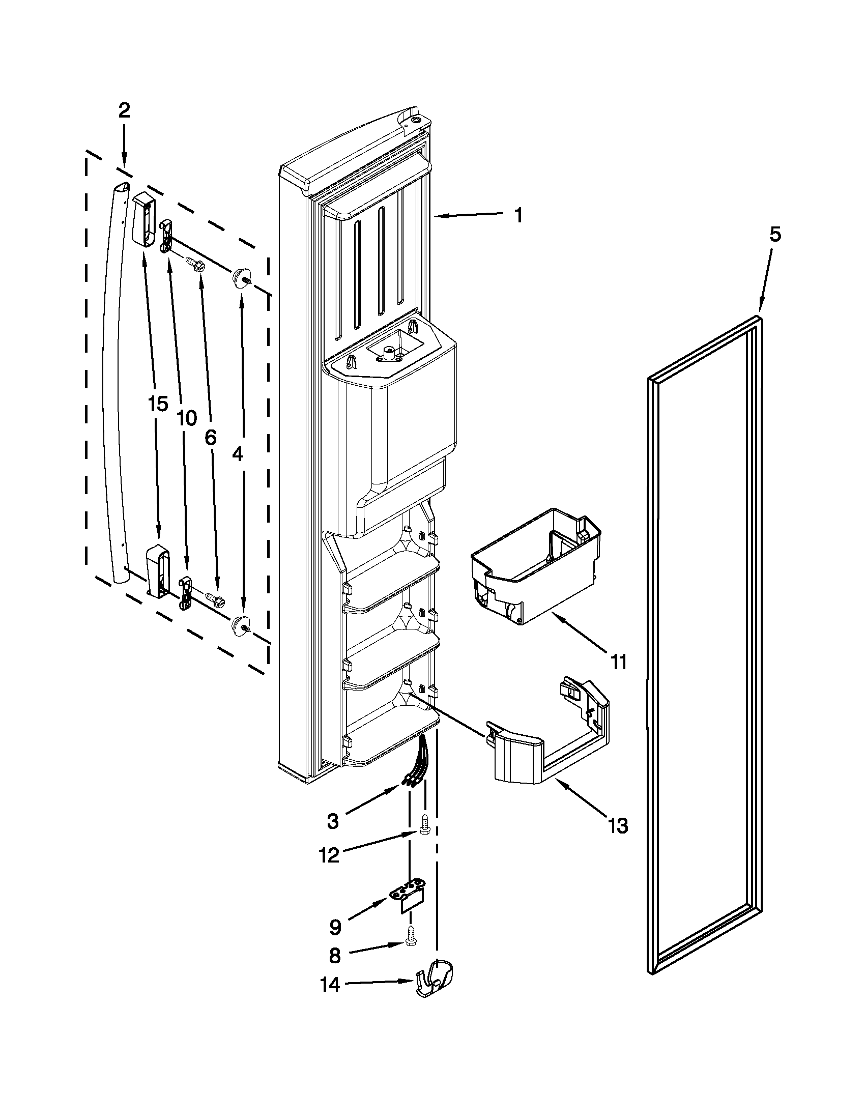 Whirlpool GS6NHAXVA01 freezer door parts diagram
