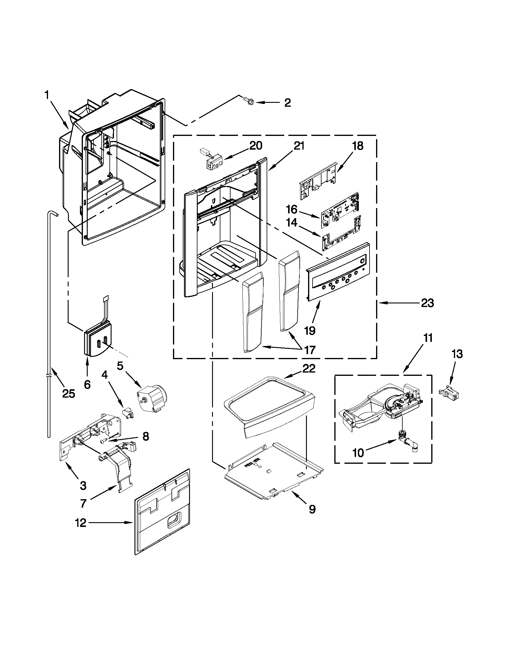 Whirlpool GS6NHAXVA01 dispenser parts diagram