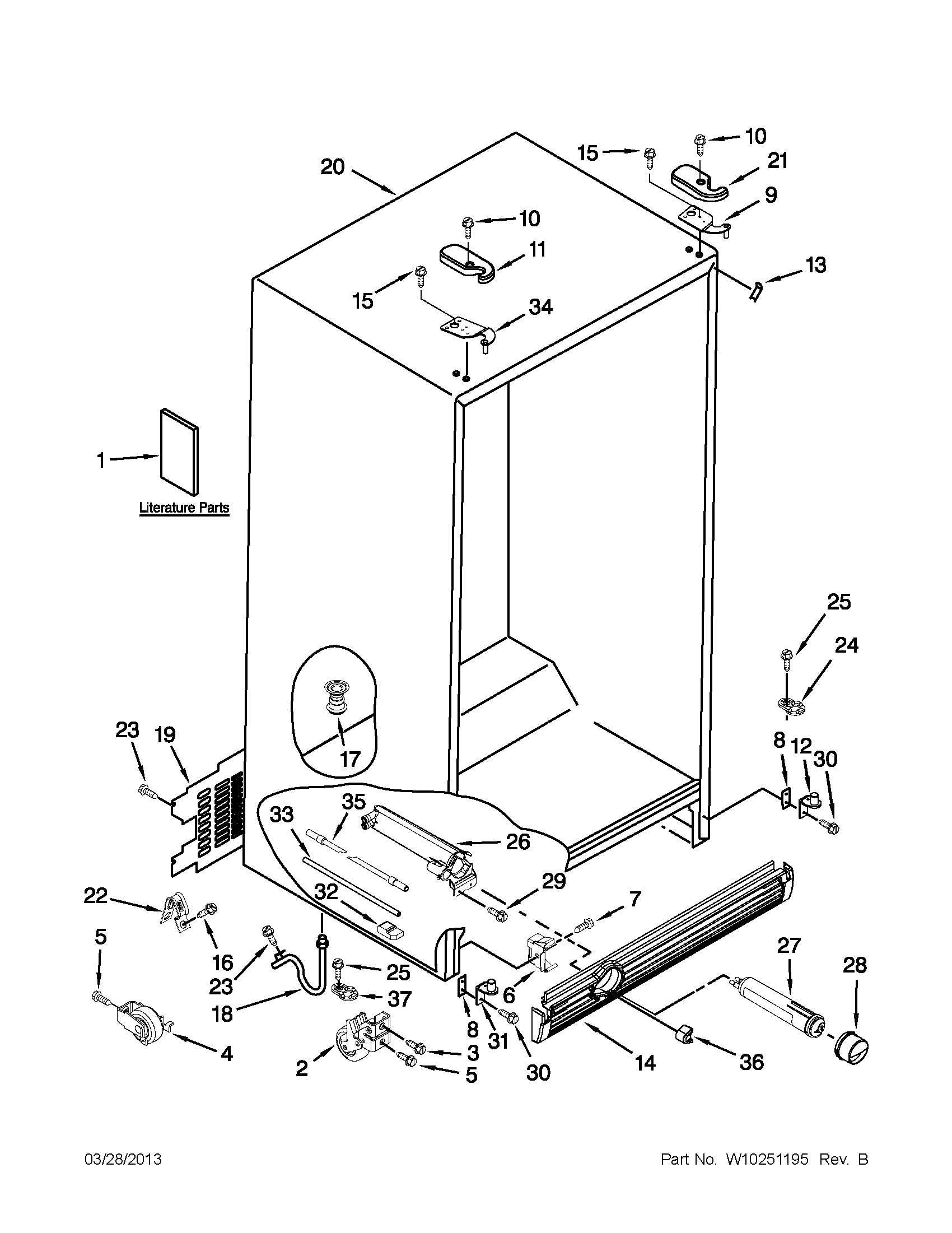 Whirlpool GD5RVAXVQ02 cabinet parts diagram