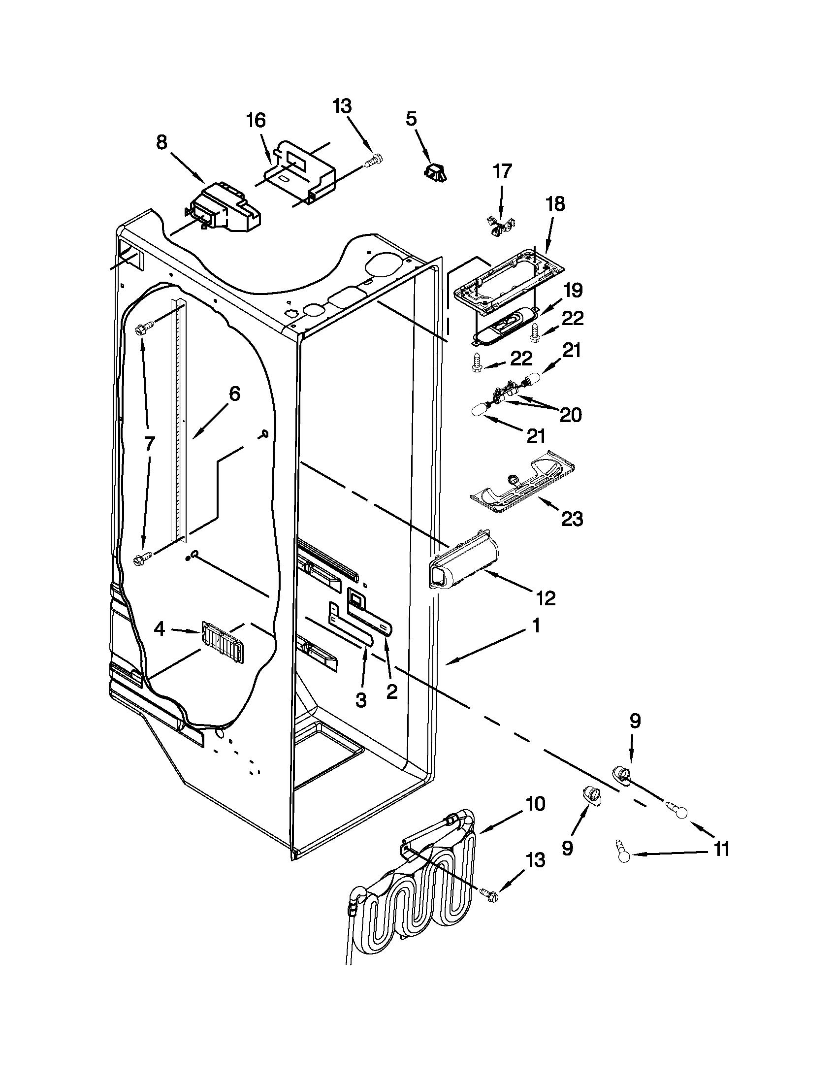 Whirlpool GD5RVAXVQ02 refrigerator liner parts diagram