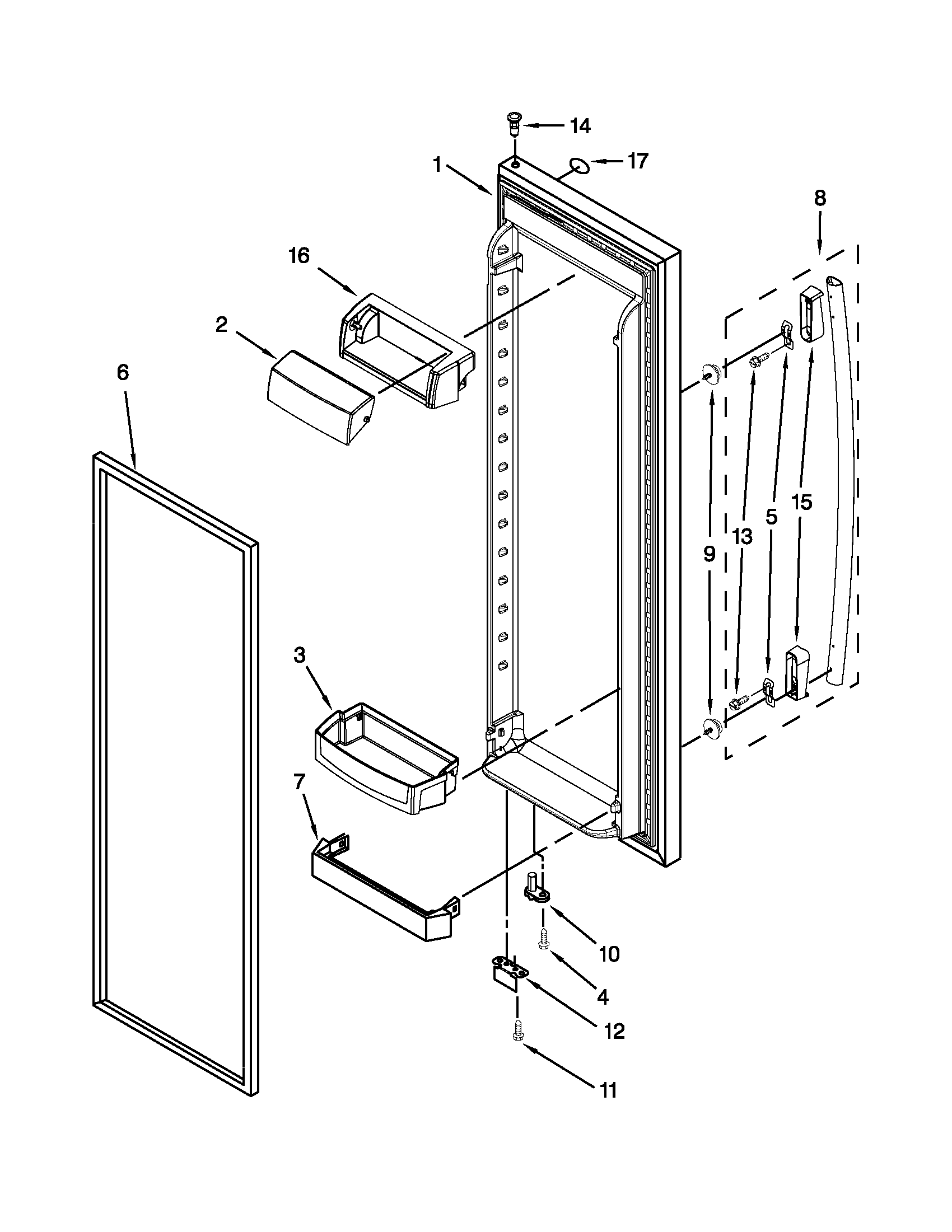 Whirlpool GD5RVAXVQ02 refrigerator door parts diagram