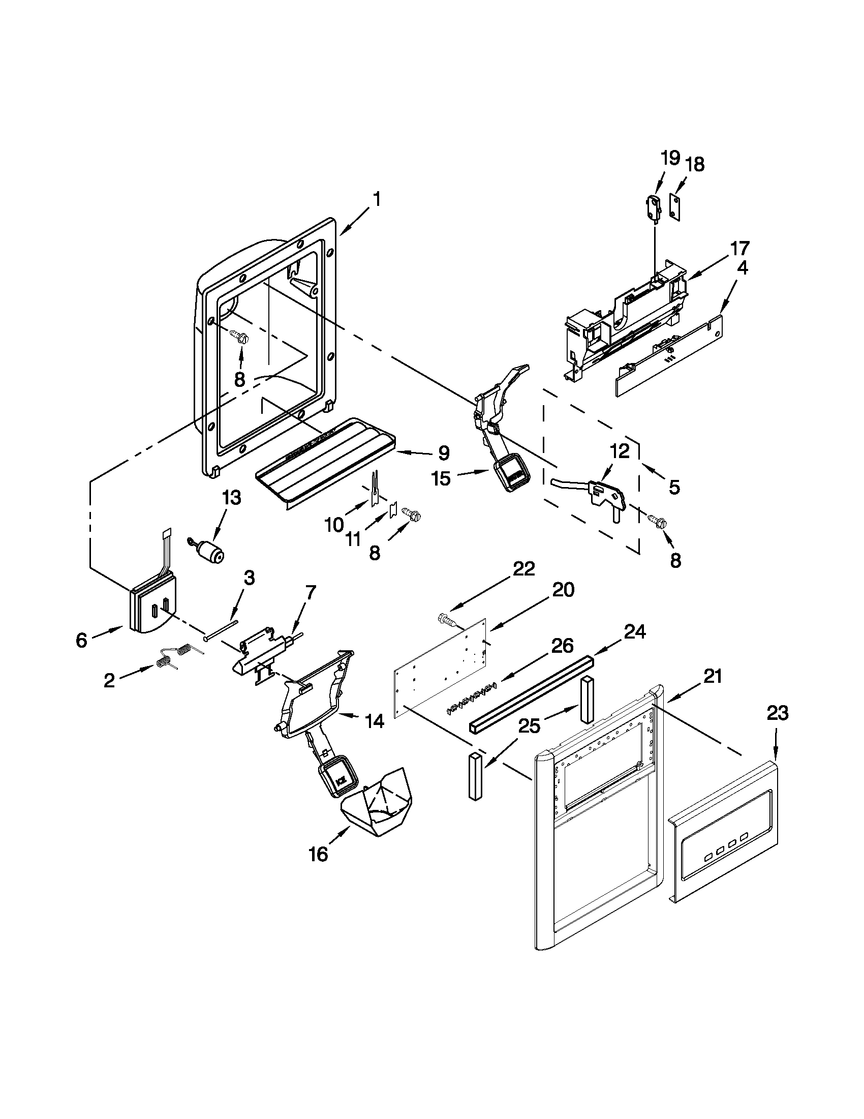 Whirlpool GD5RVAXVQ02 dispenser parts diagram