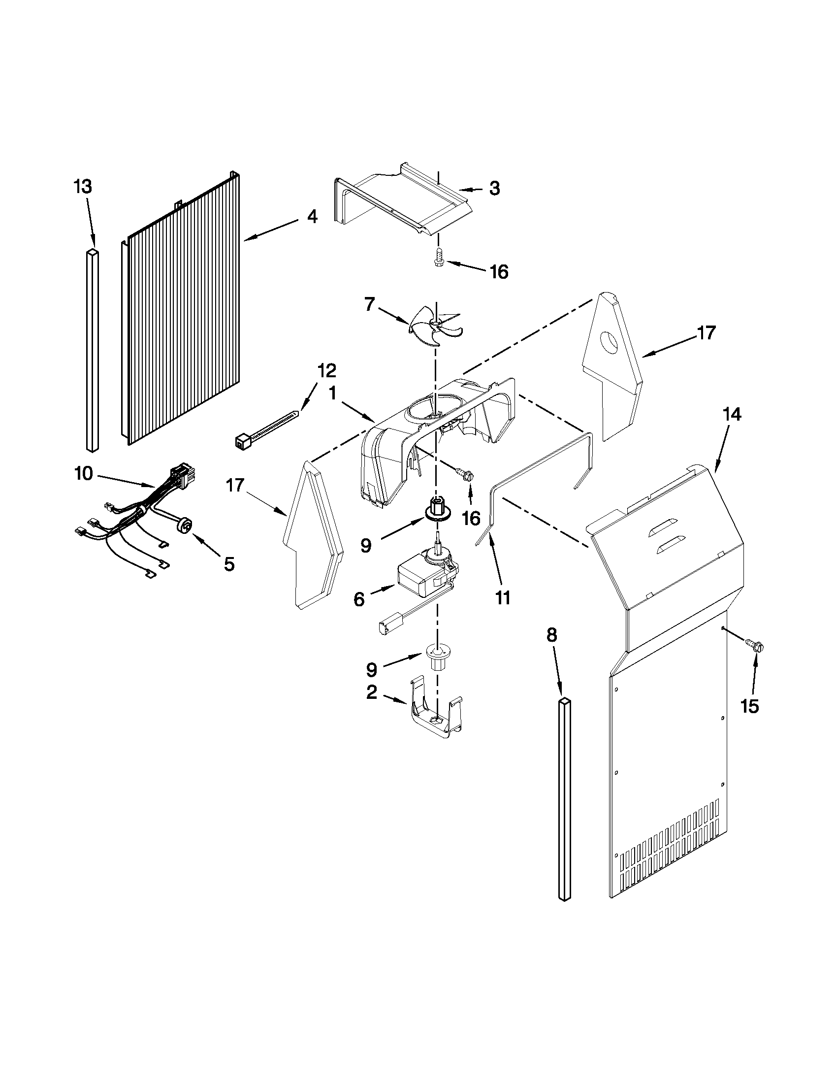 Whirlpool GD5RVAXVQ02 air flow parts diagram