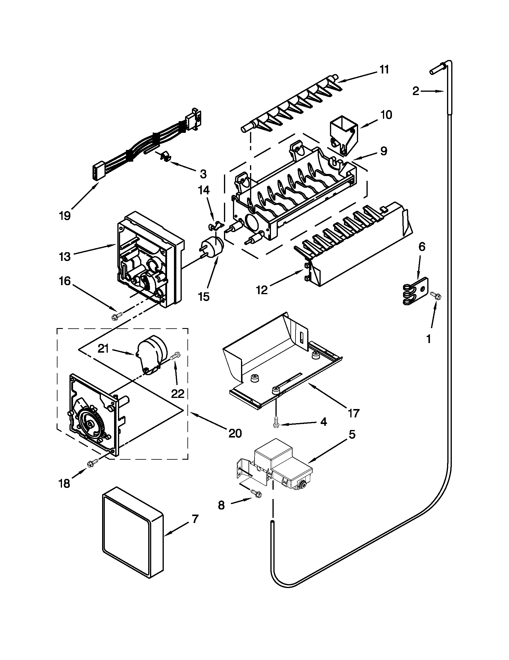 Whirlpool GD5RVAXVQ02 icemaker parts diagram