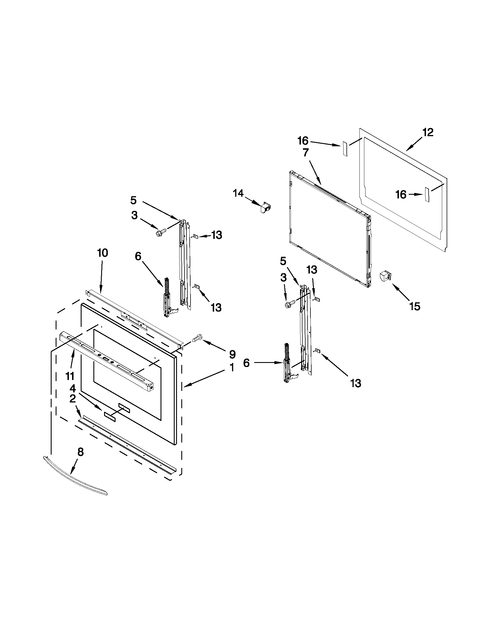 KitchenAid KEBS209BSP00 lower oven door parts diagram