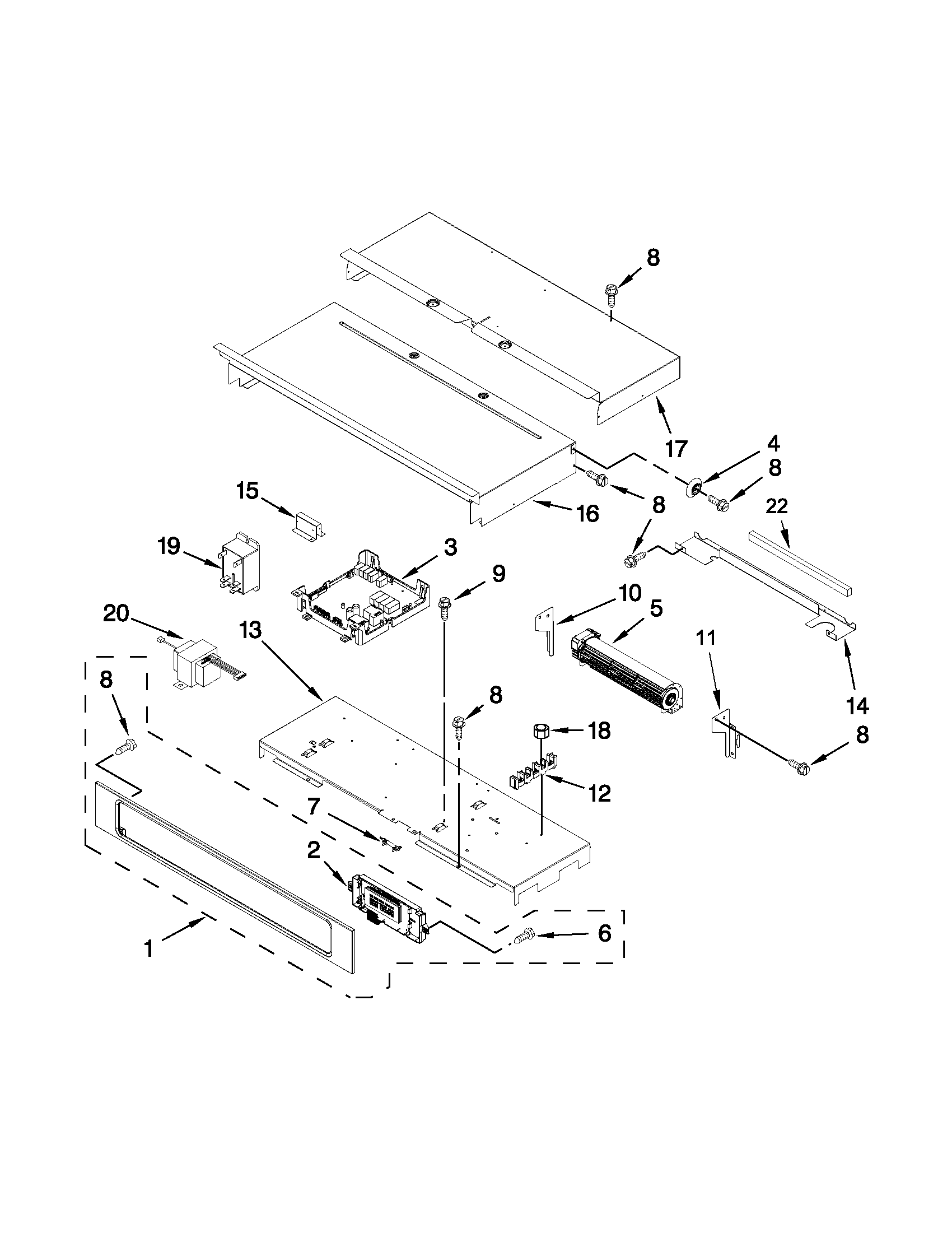 KitchenAid KEBS209BSP00 control panel parts diagram