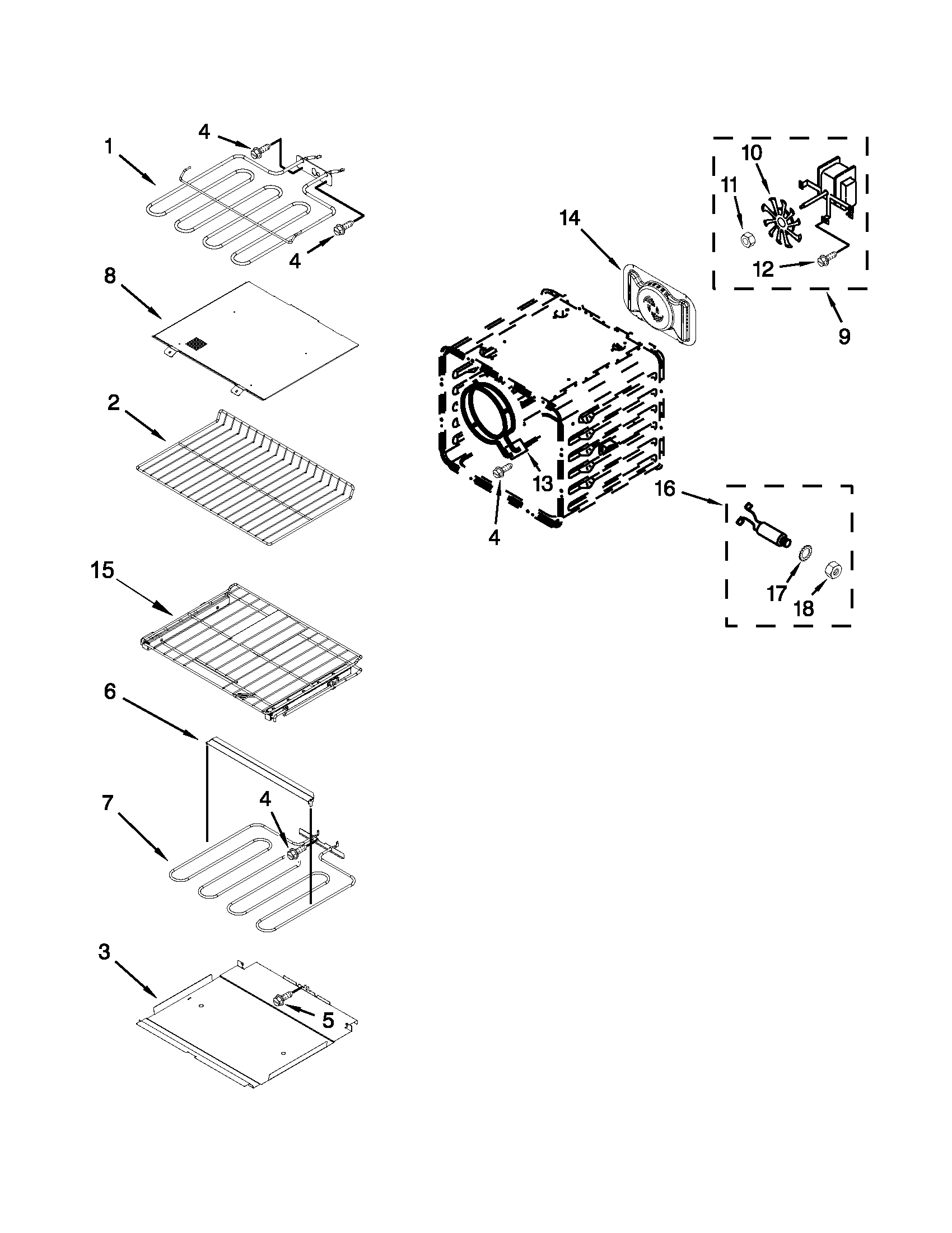 KitchenAid KEBS209BSP00 internal oven parts diagram