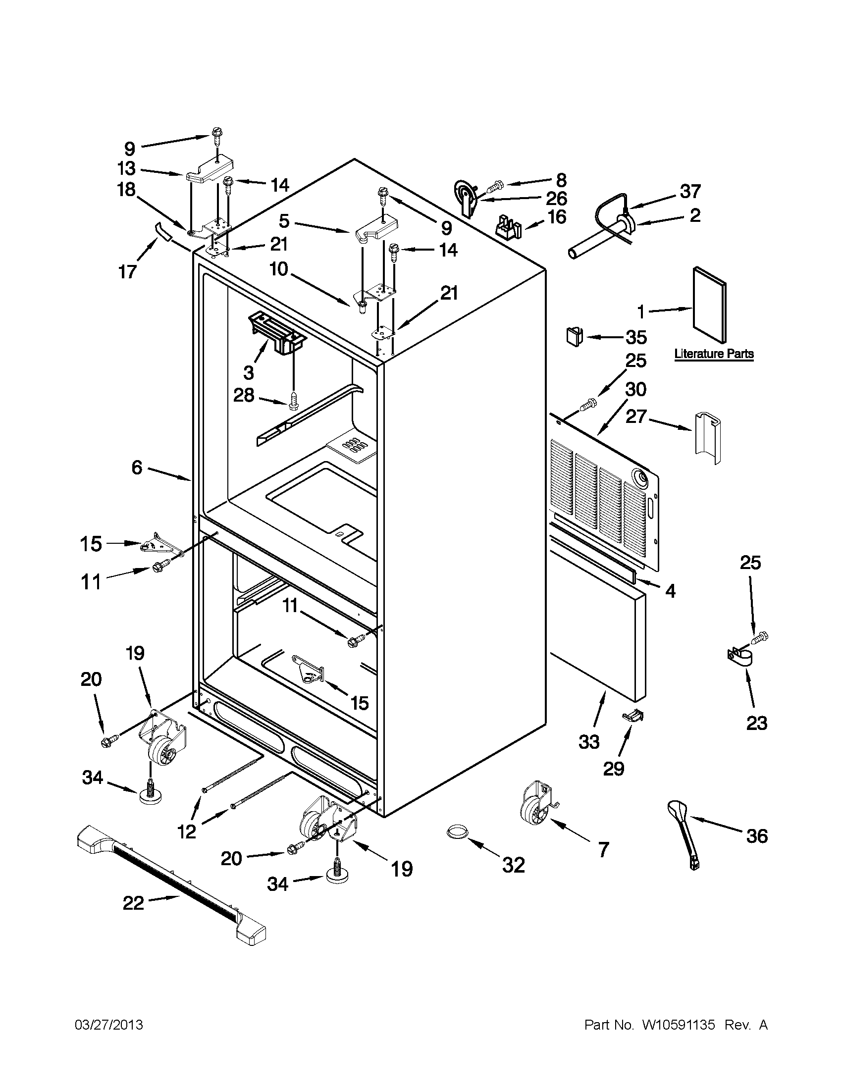 KitchenAid KRFC90100B5 cabinet parts diagram