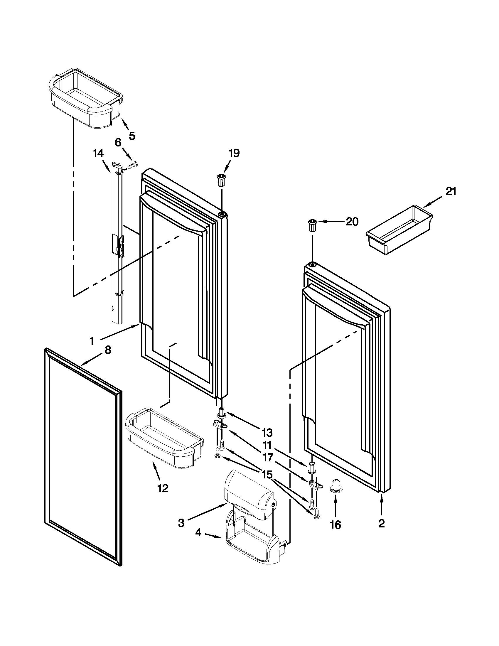 KitchenAid KRFC90100B5 refrigerator door parts diagram