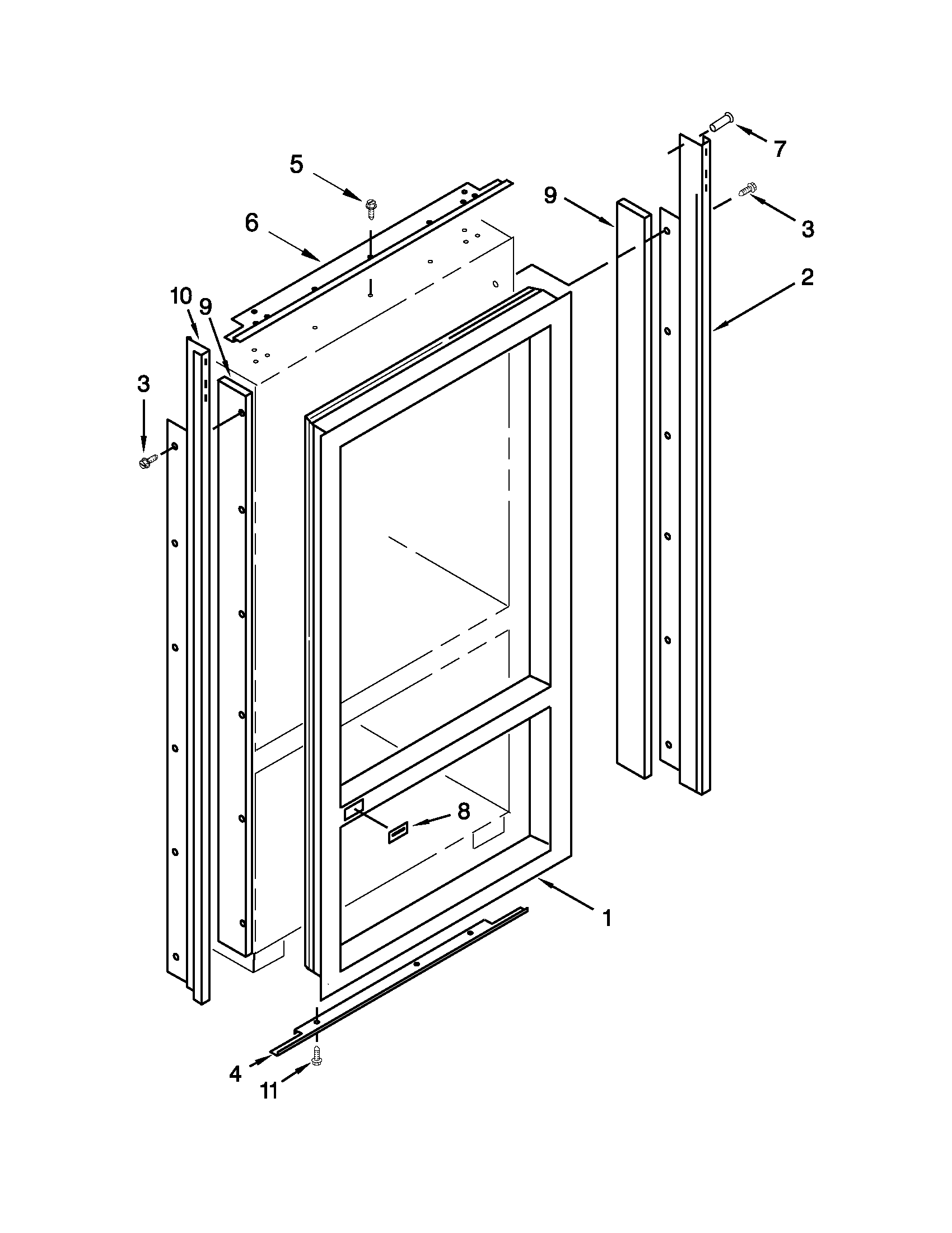 KitchenAid KBRC36FTS07 cabinet trim parts diagram