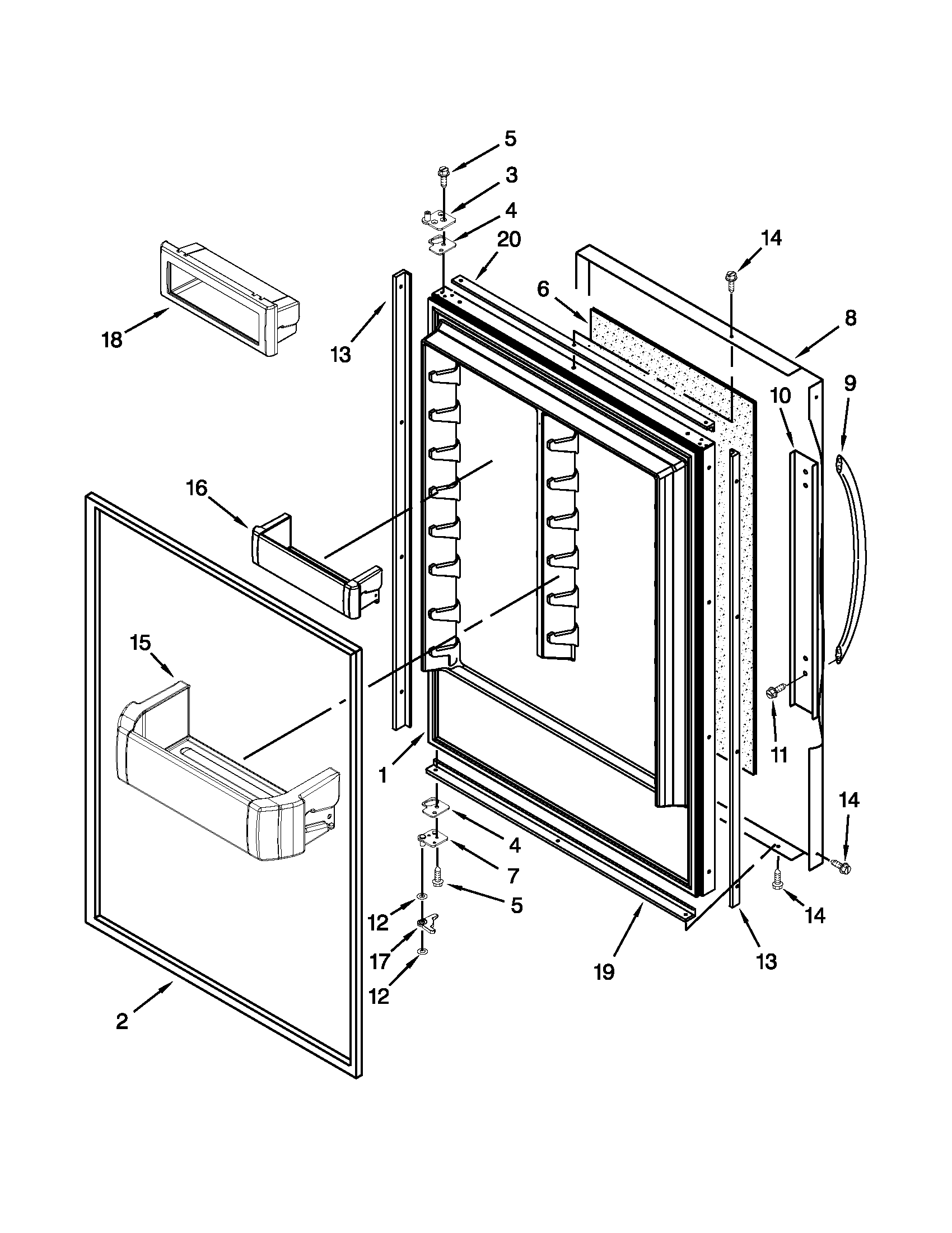 KitchenAid KBRC36FTS07 refrigerator door parts diagram