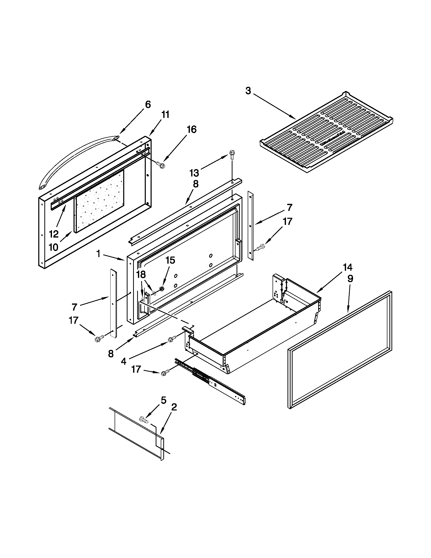 KitchenAid KBRC36FTS07 freezer door and basket parts diagram