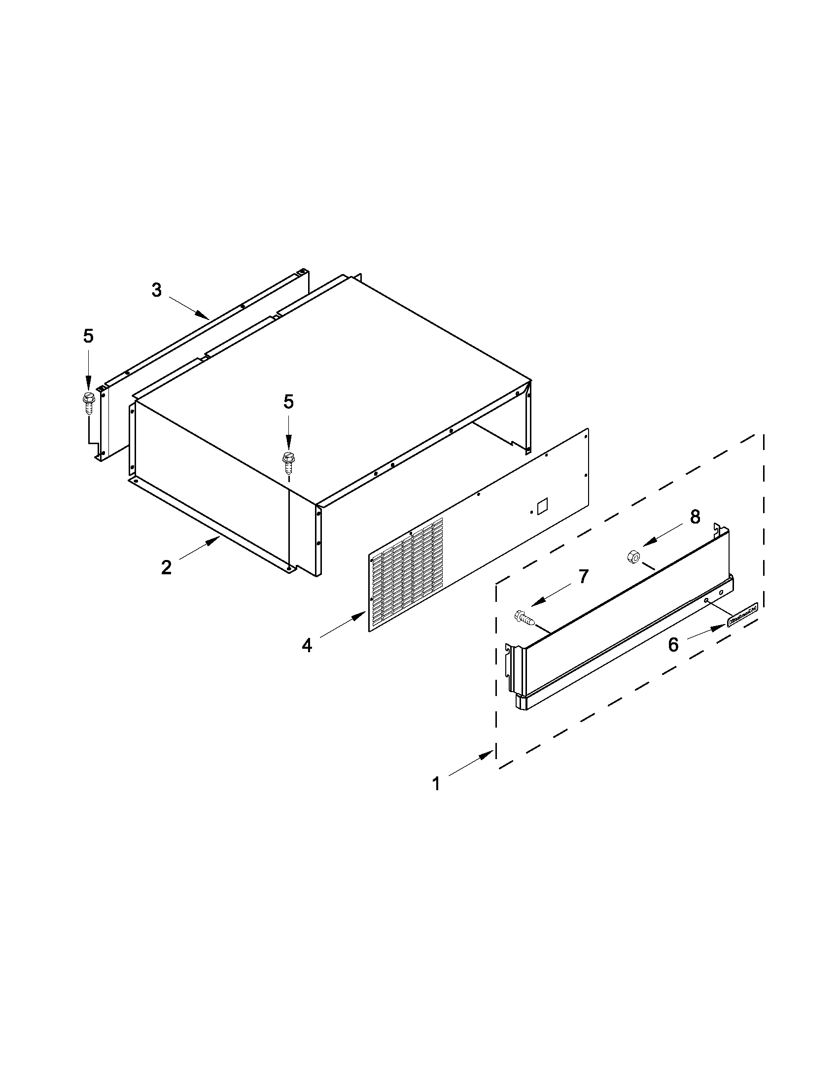 KitchenAid KBRC36FTS07 top grille and unit cover parts diagram