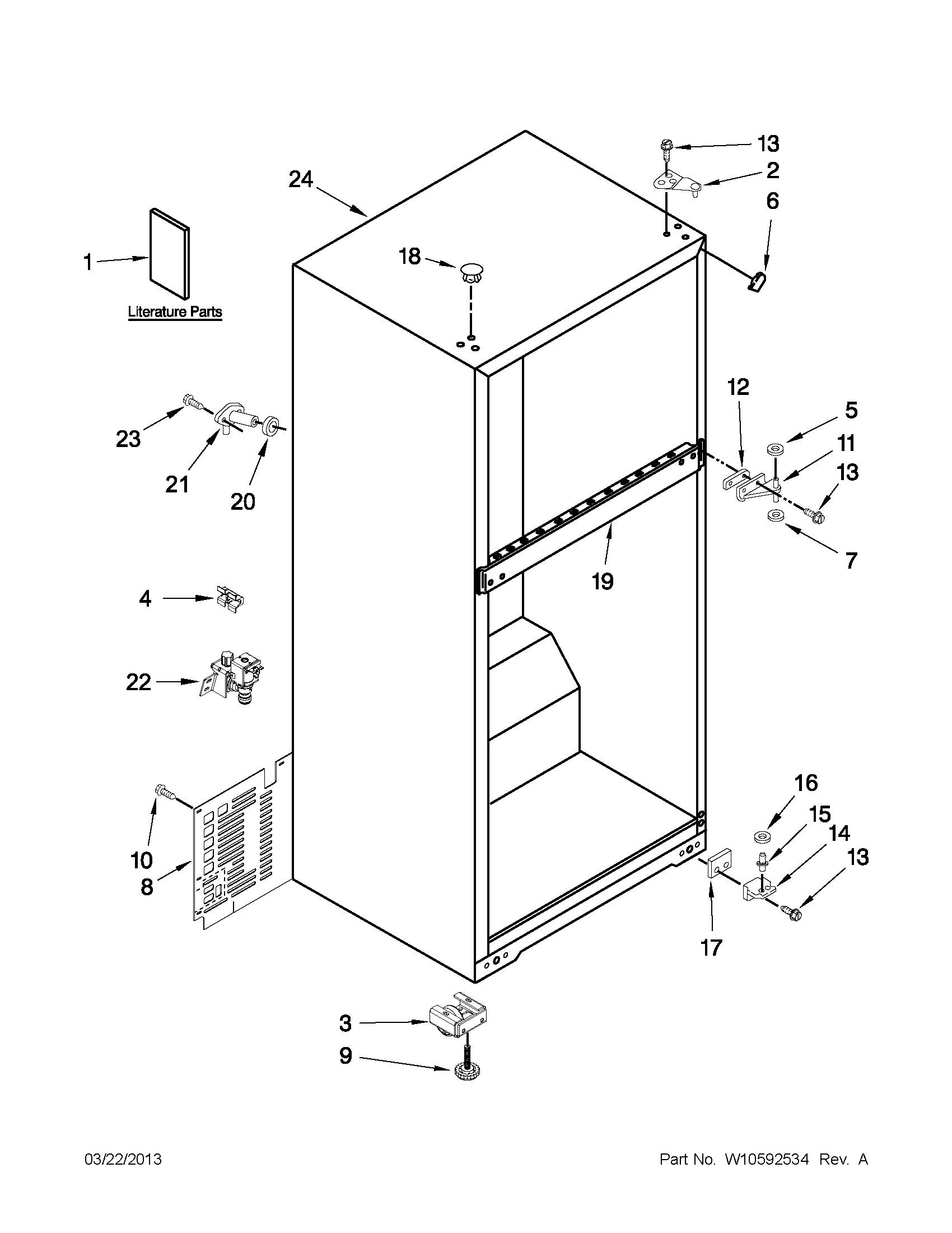 Whirlpool W8TXNGZBQ00 cabinet parts diagram