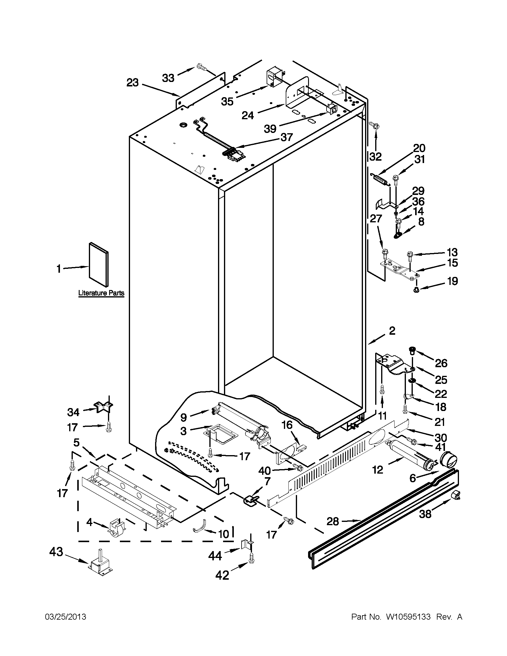 KitchenAid KSSC42FTS17 cabinet parts diagram