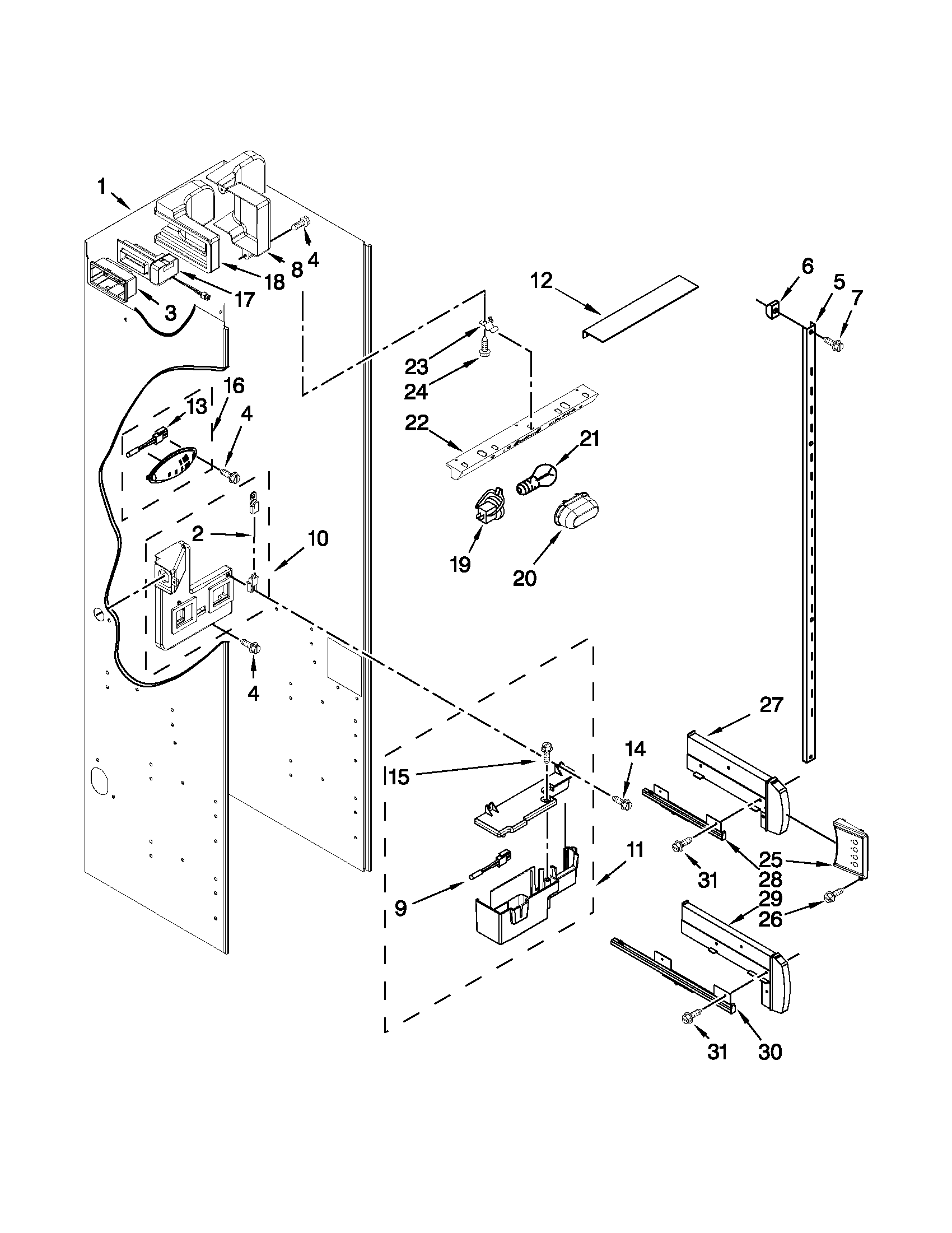 KitchenAid KSSC42FTS17 refrigerator liner parts diagram