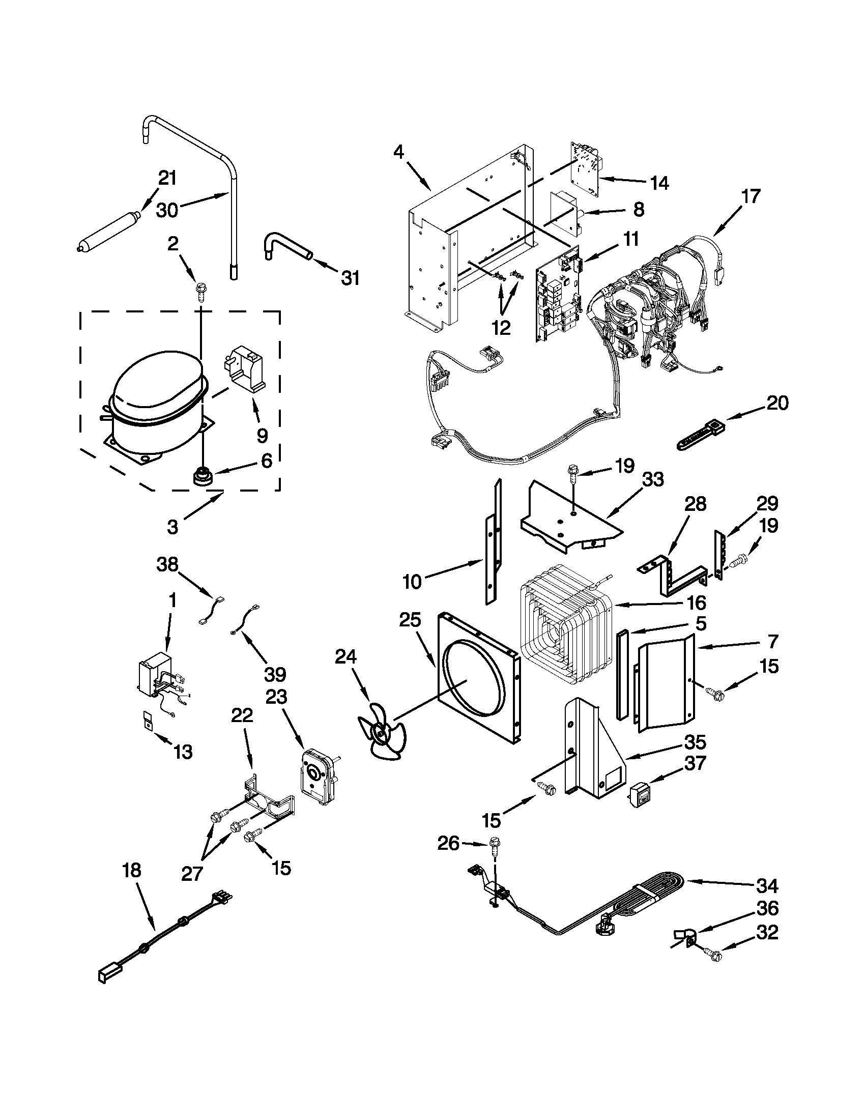 KitchenAid KSSC42FTS17 upper unit parts diagram