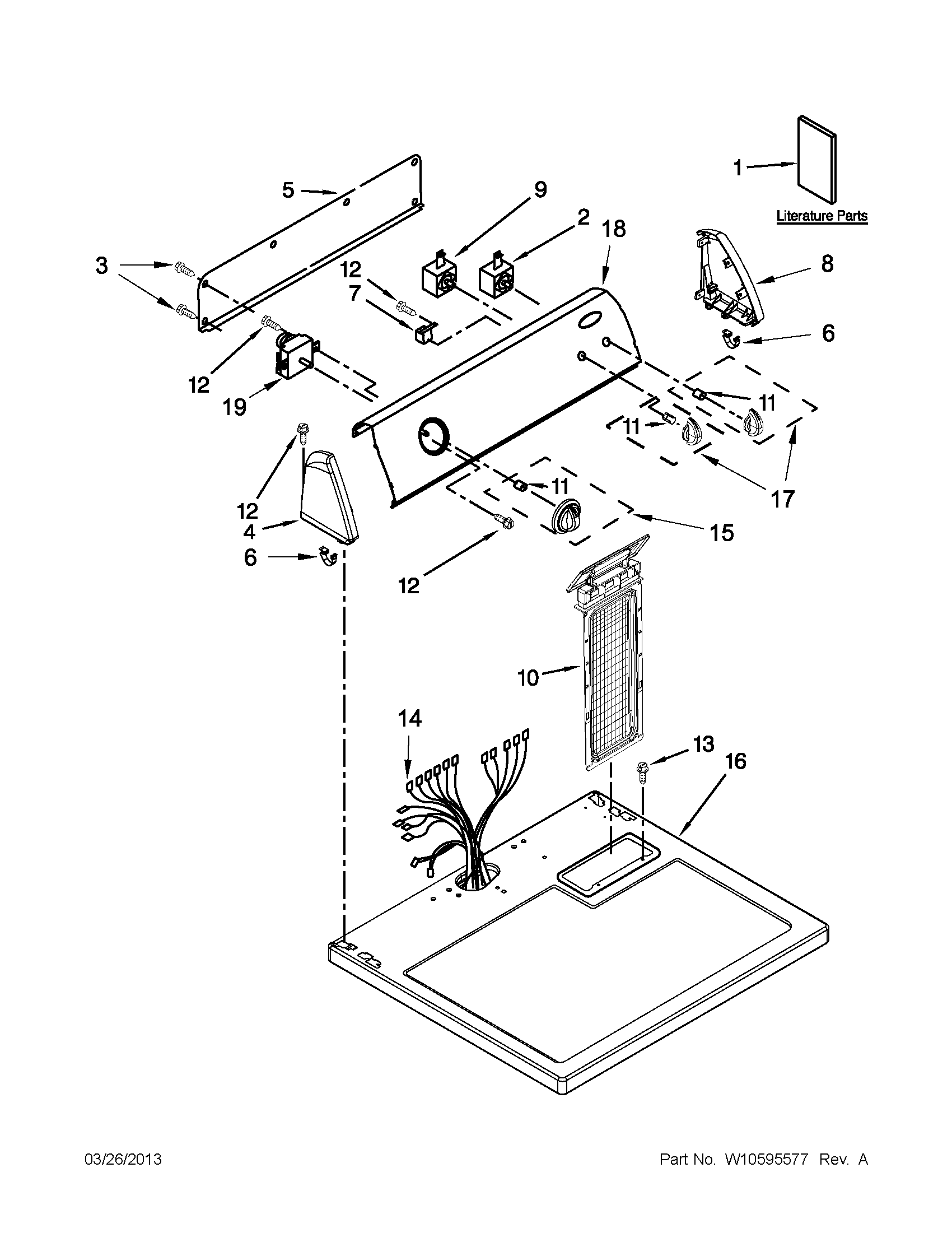Whirlpool YWED4800XQ2 top and console parts diagram