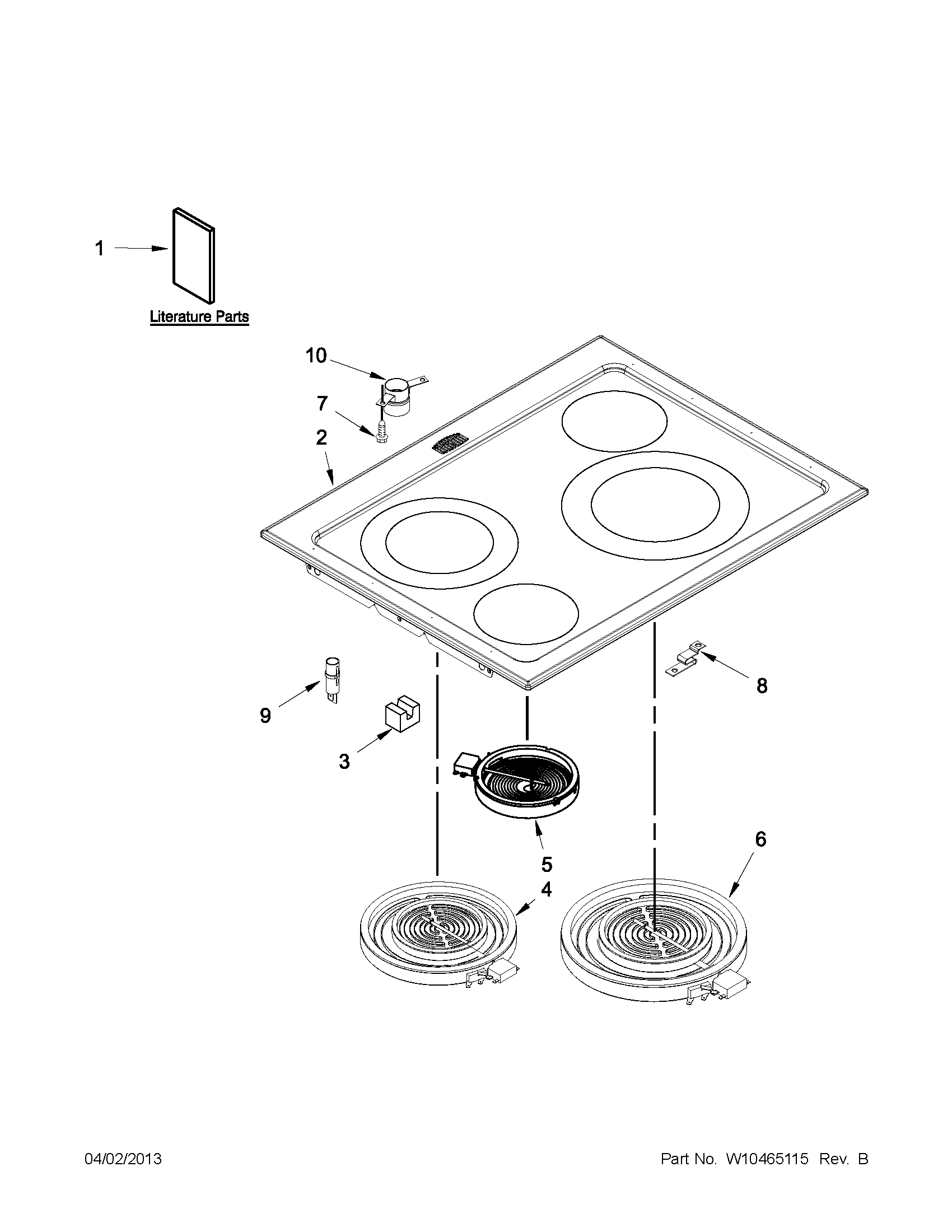 Maytag MES5752BAB16 cooktop parts diagram