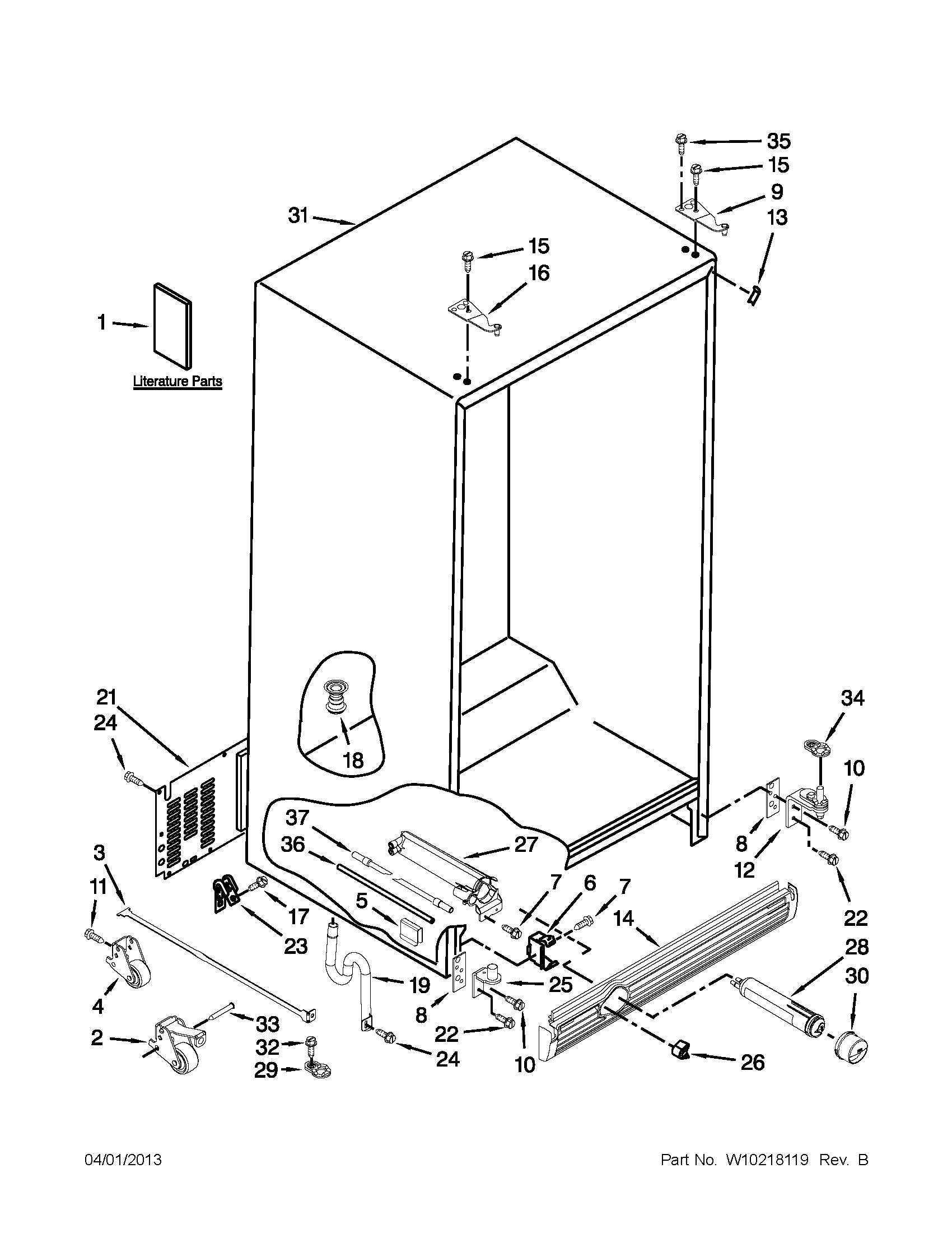 Whirlpool GC5SHAXVA00 cabinet parts diagram