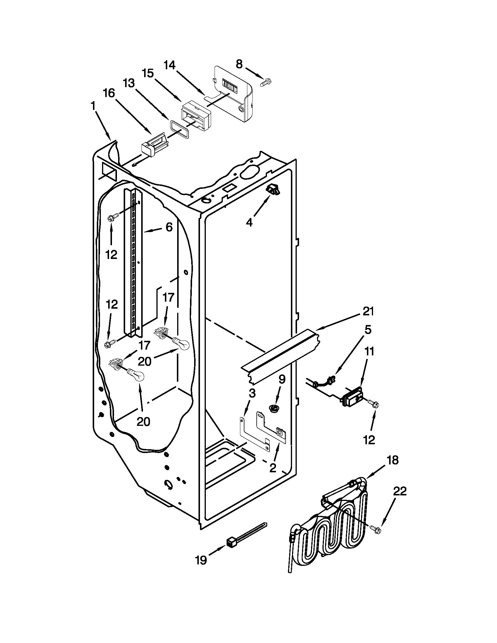 Whirlpool GC5SHAXVA00 refrigerator liner parts diagram