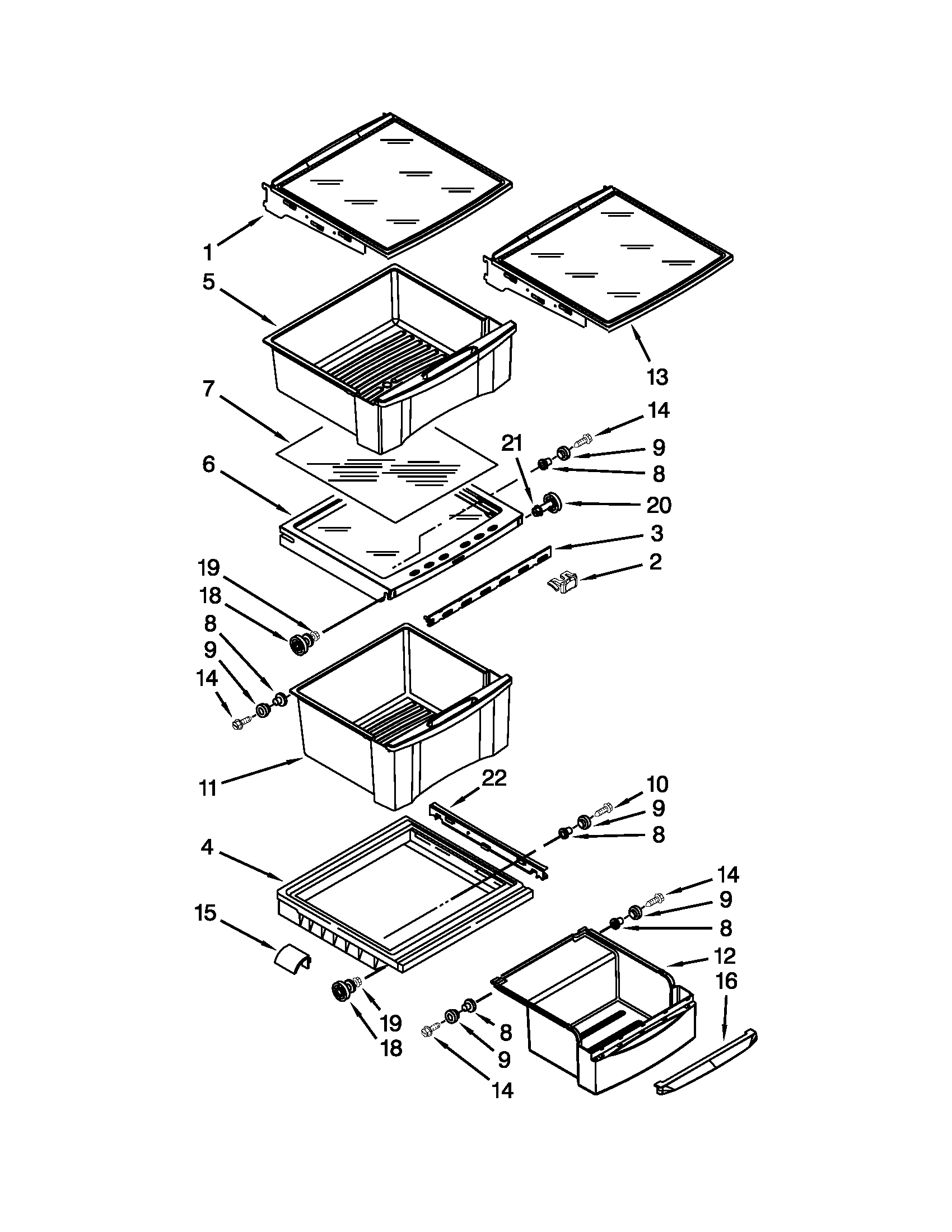 Whirlpool GC5SHAXVA00 refrigerator shelf parts diagram