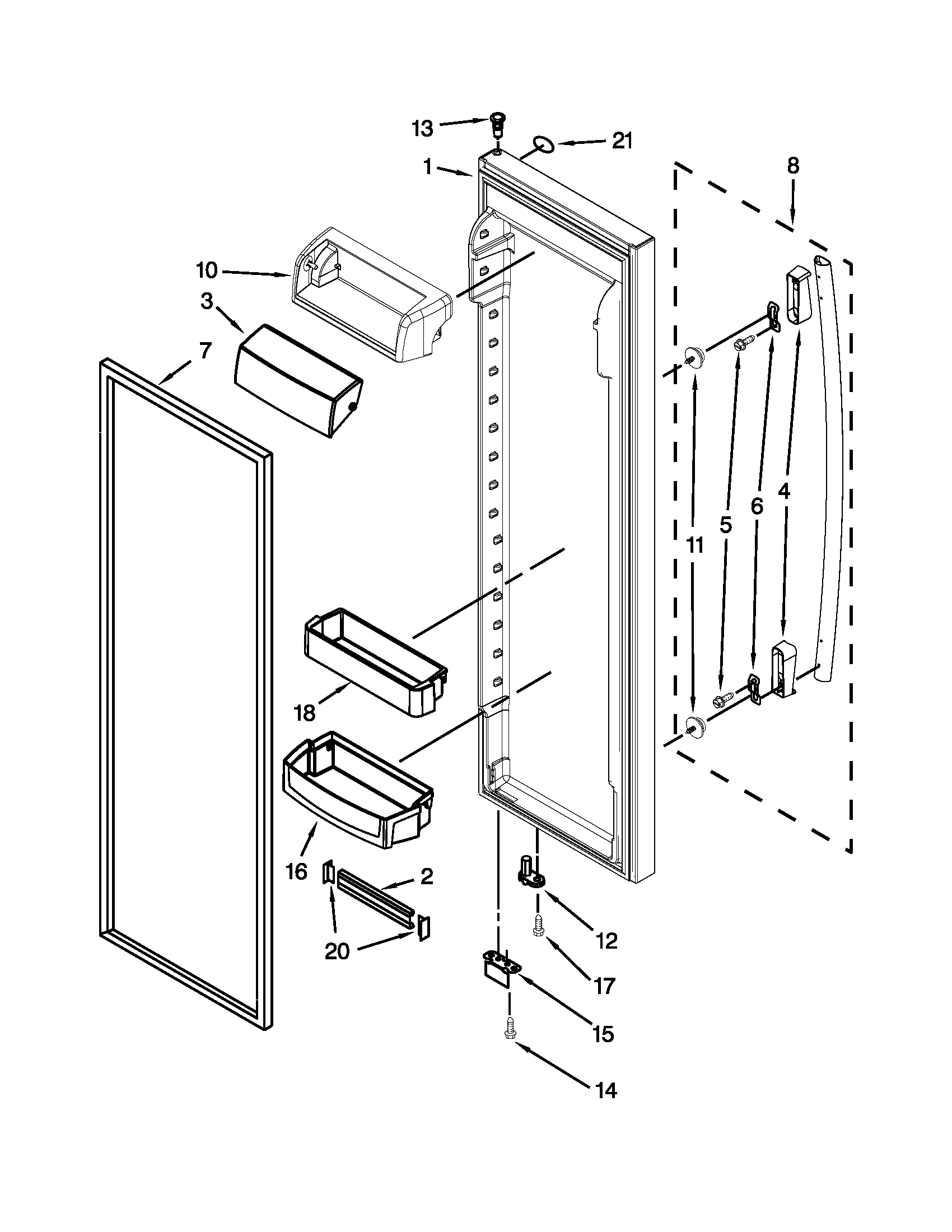 Whirlpool GC5SHAXVA00 refrigerator door parts diagram