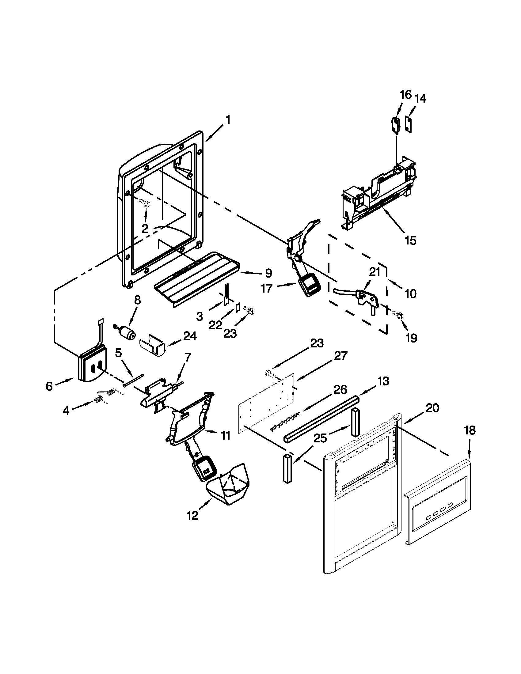 Whirlpool GC5SHAXVA00 dispenser parts diagram