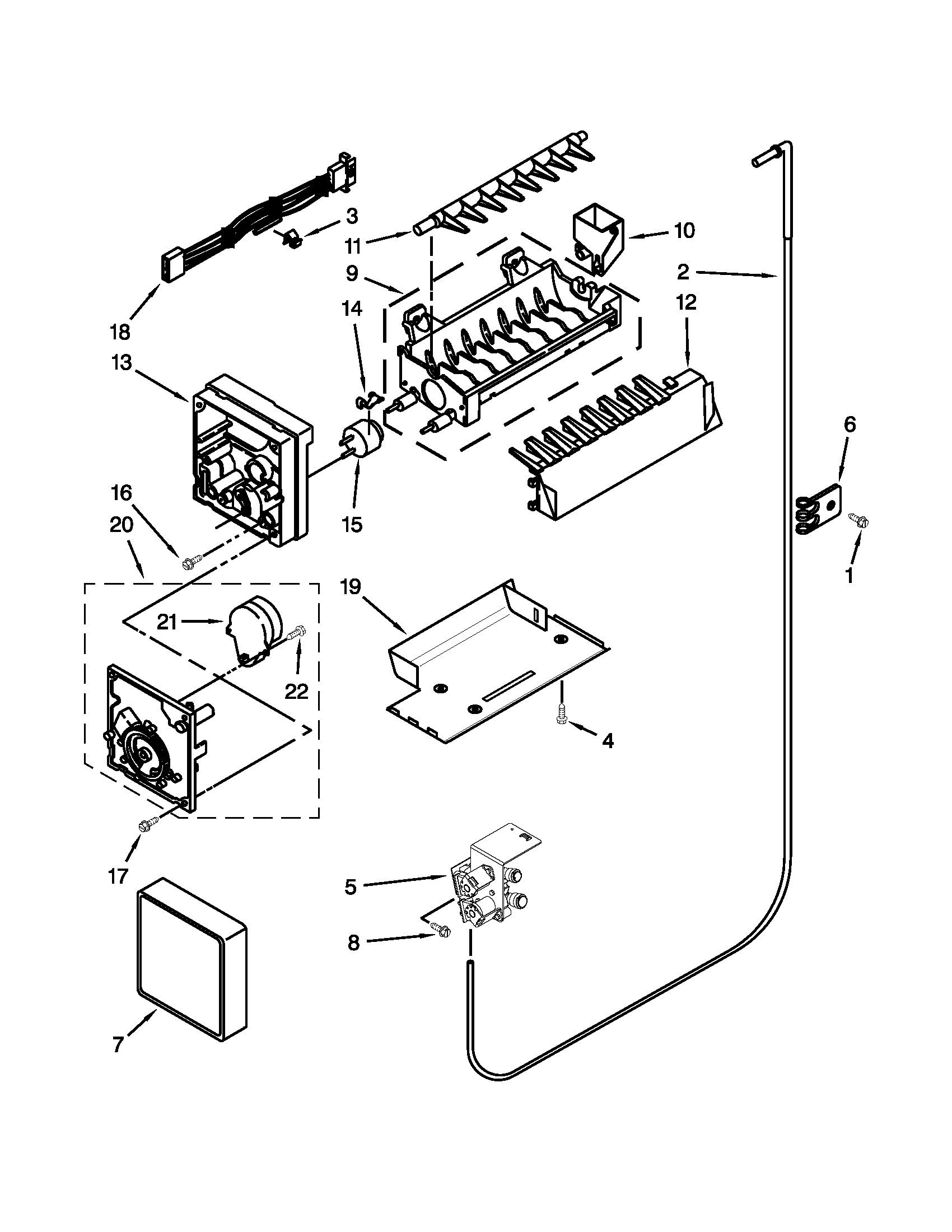 Whirlpool GC5SHAXVA00 icemaker parts diagram
