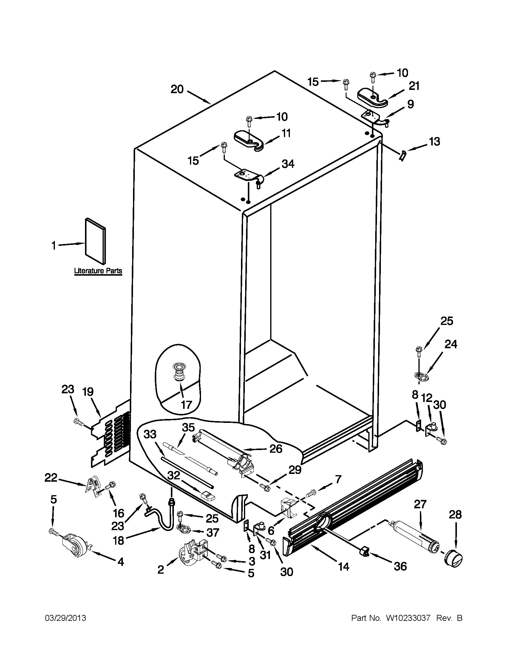 Whirlpool GD5RVAXVB01 cabinet parts diagram