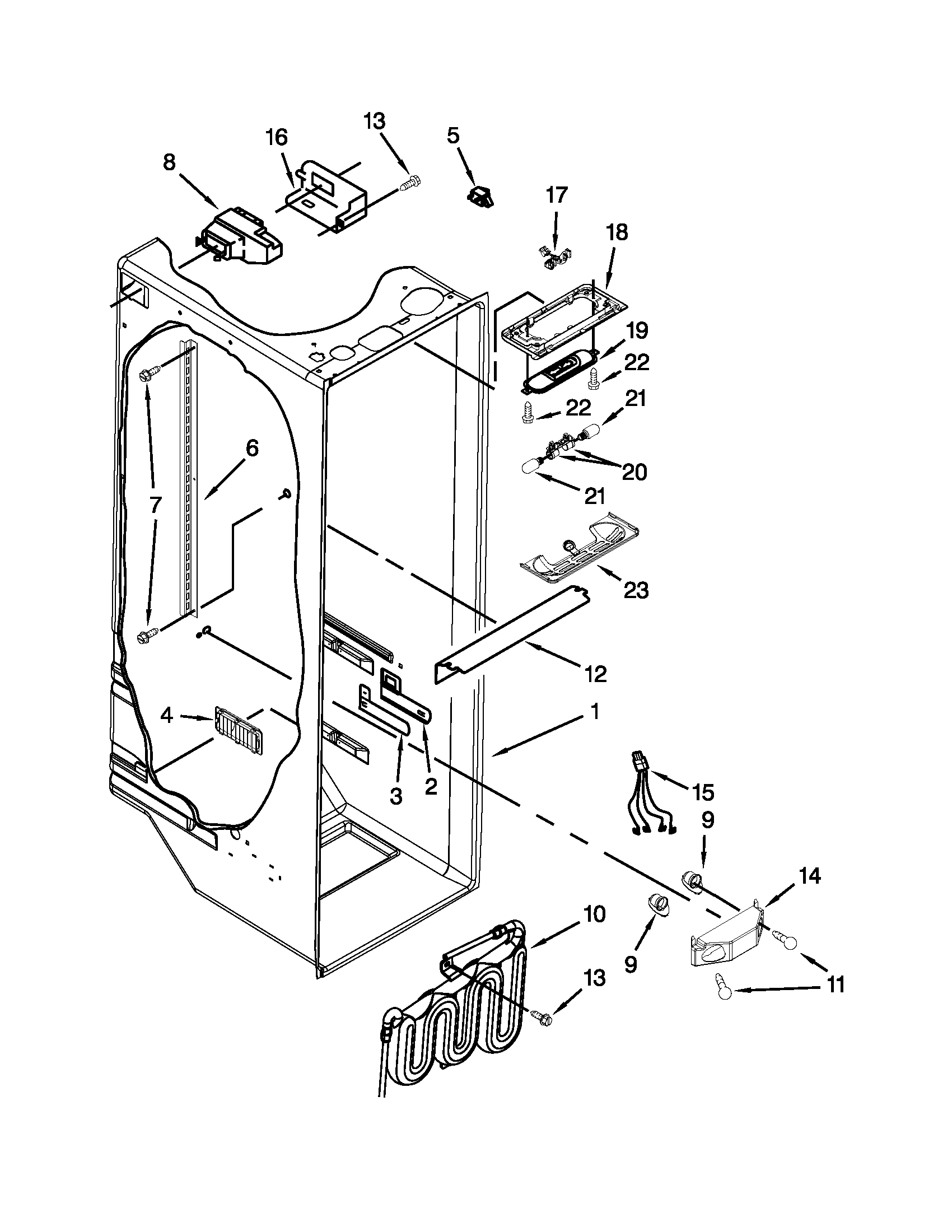 Whirlpool GD5RVAXVB01 refrigerator liner parts diagram