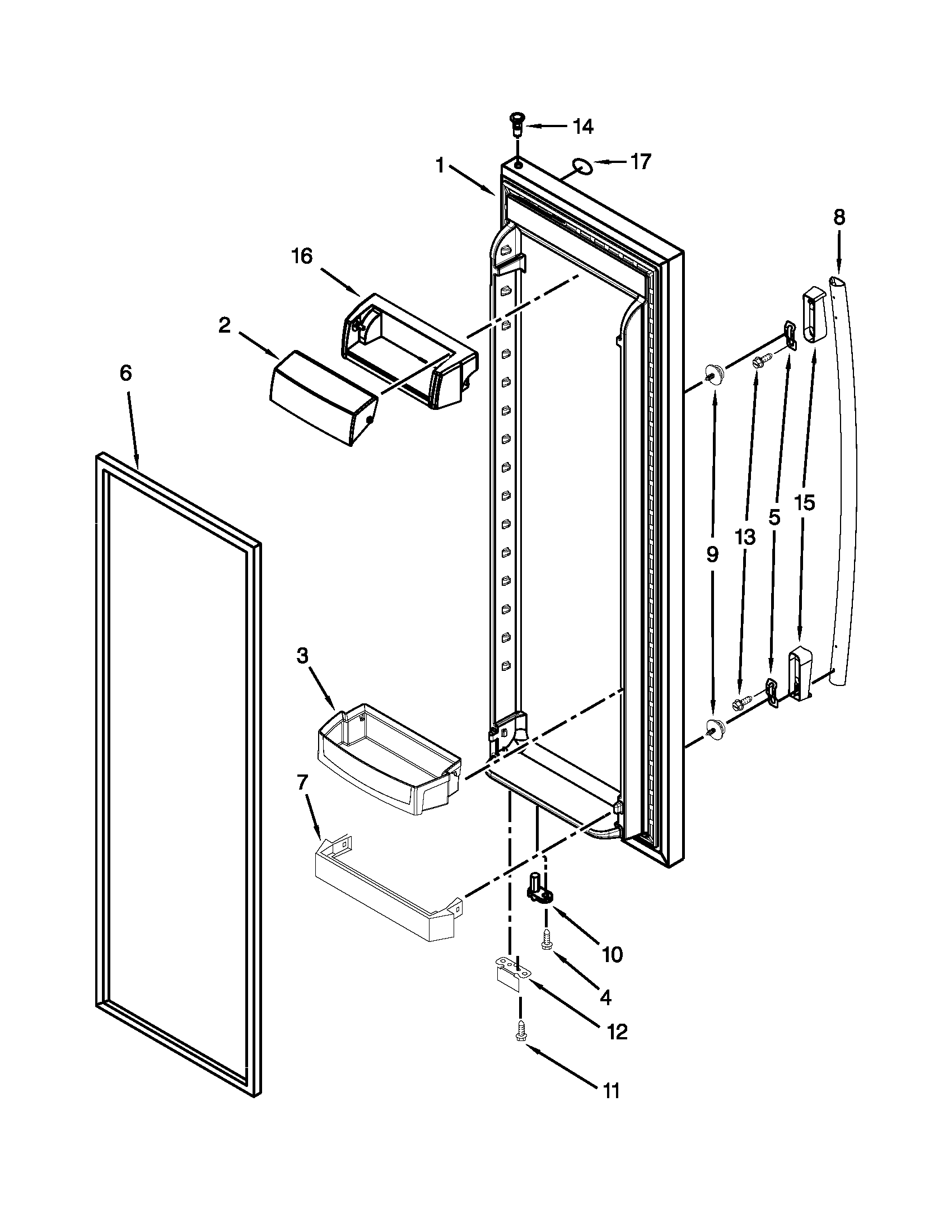 Whirlpool GD5RVAXVB01 refrigerator door parts diagram