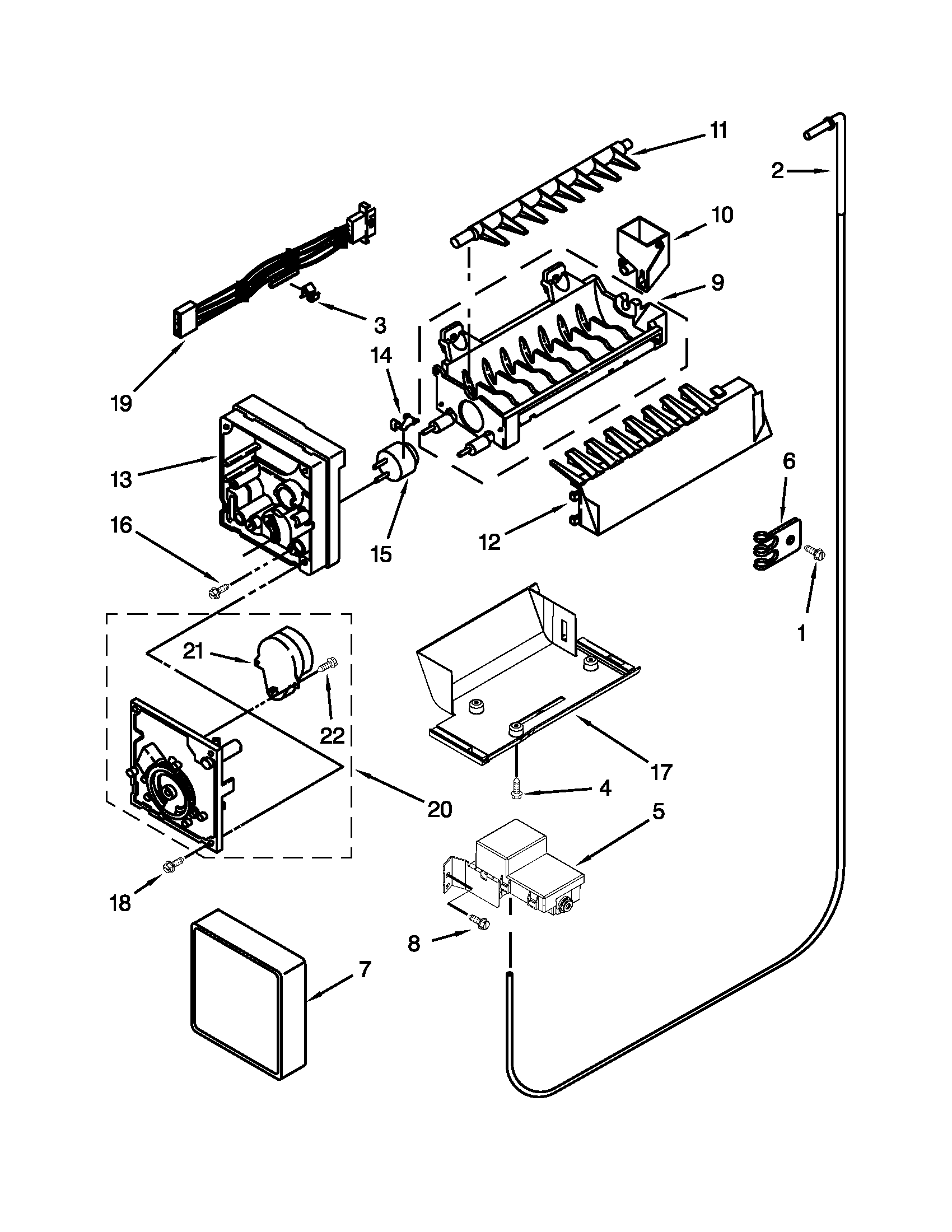 Whirlpool GD5RVAXVB01 icemaker parts diagram