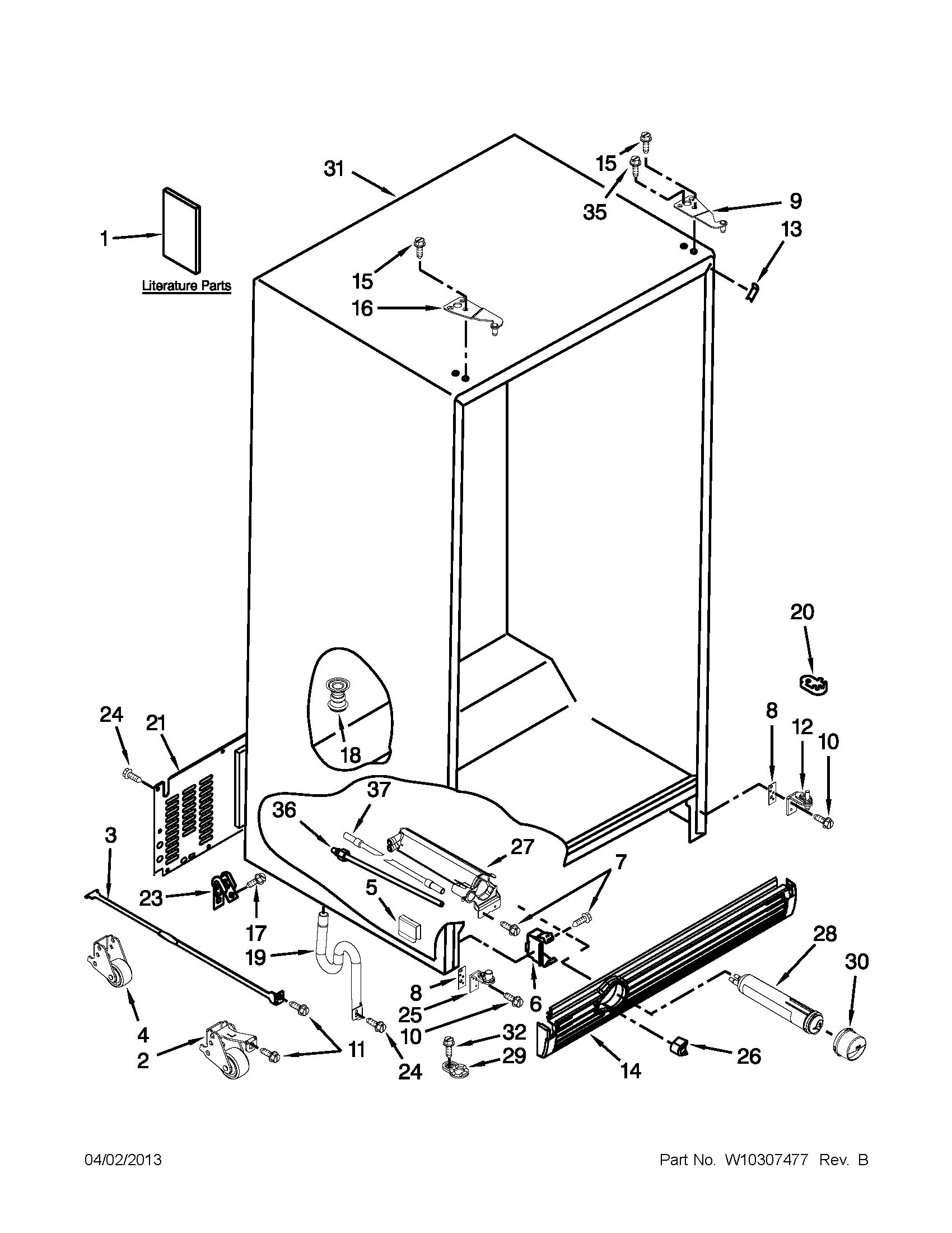 KitchenAid KSCS23FVSS02 cabinet parts diagram