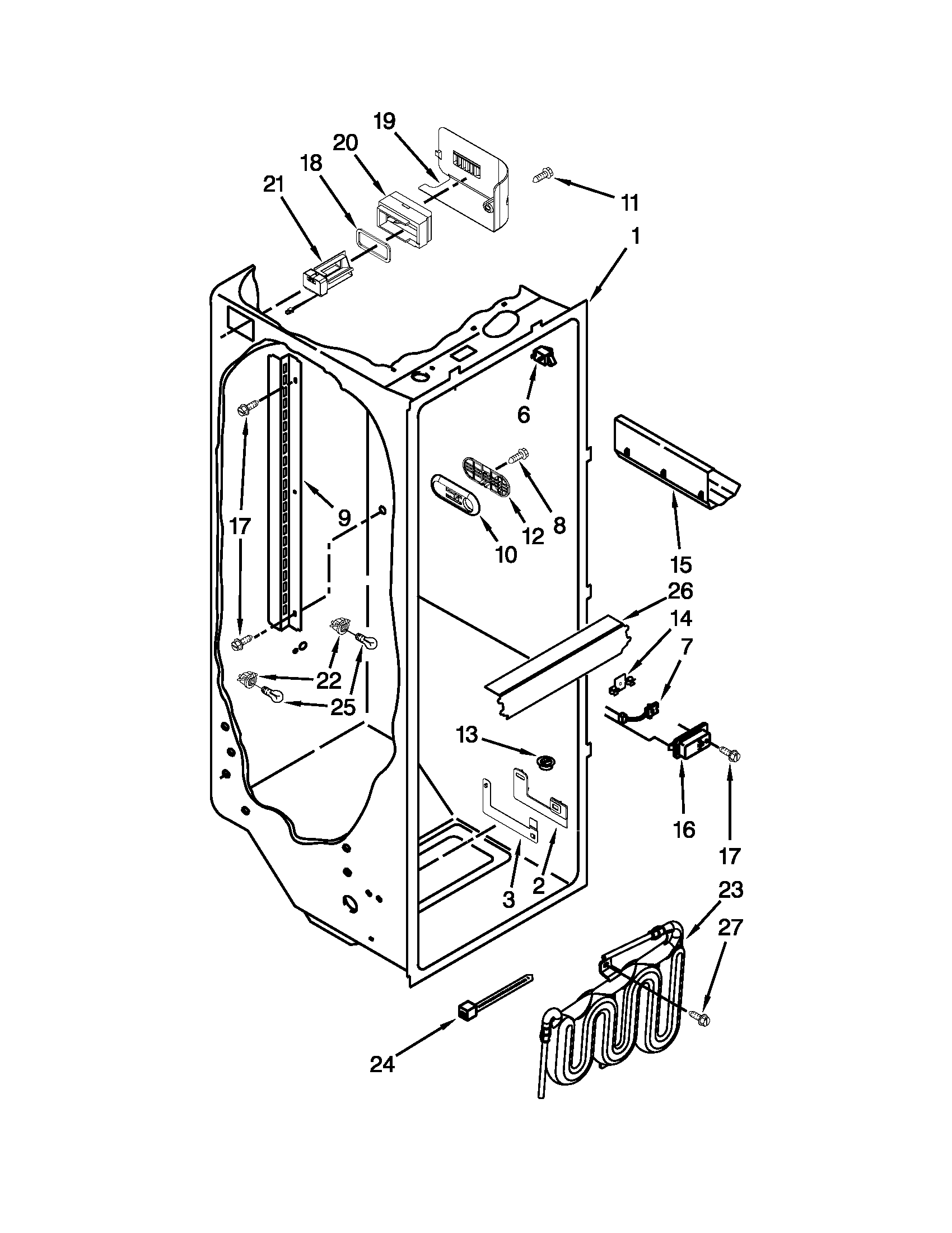 KitchenAid KSCS23FVSS02 refrigerator liner parts diagram
