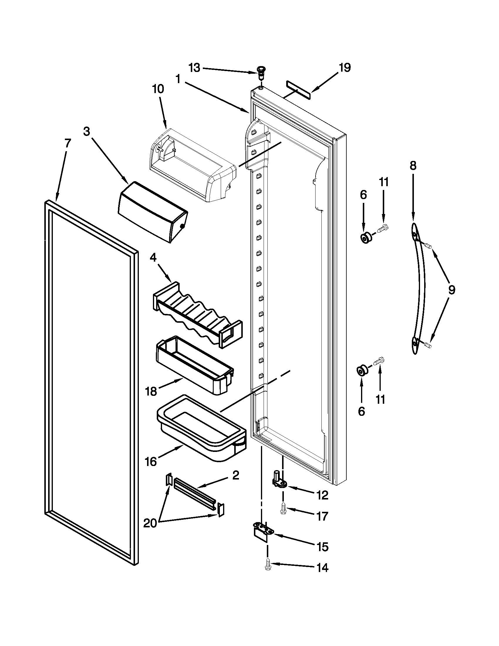 KitchenAid KSCS23FVSS02 refrigerator door parts diagram