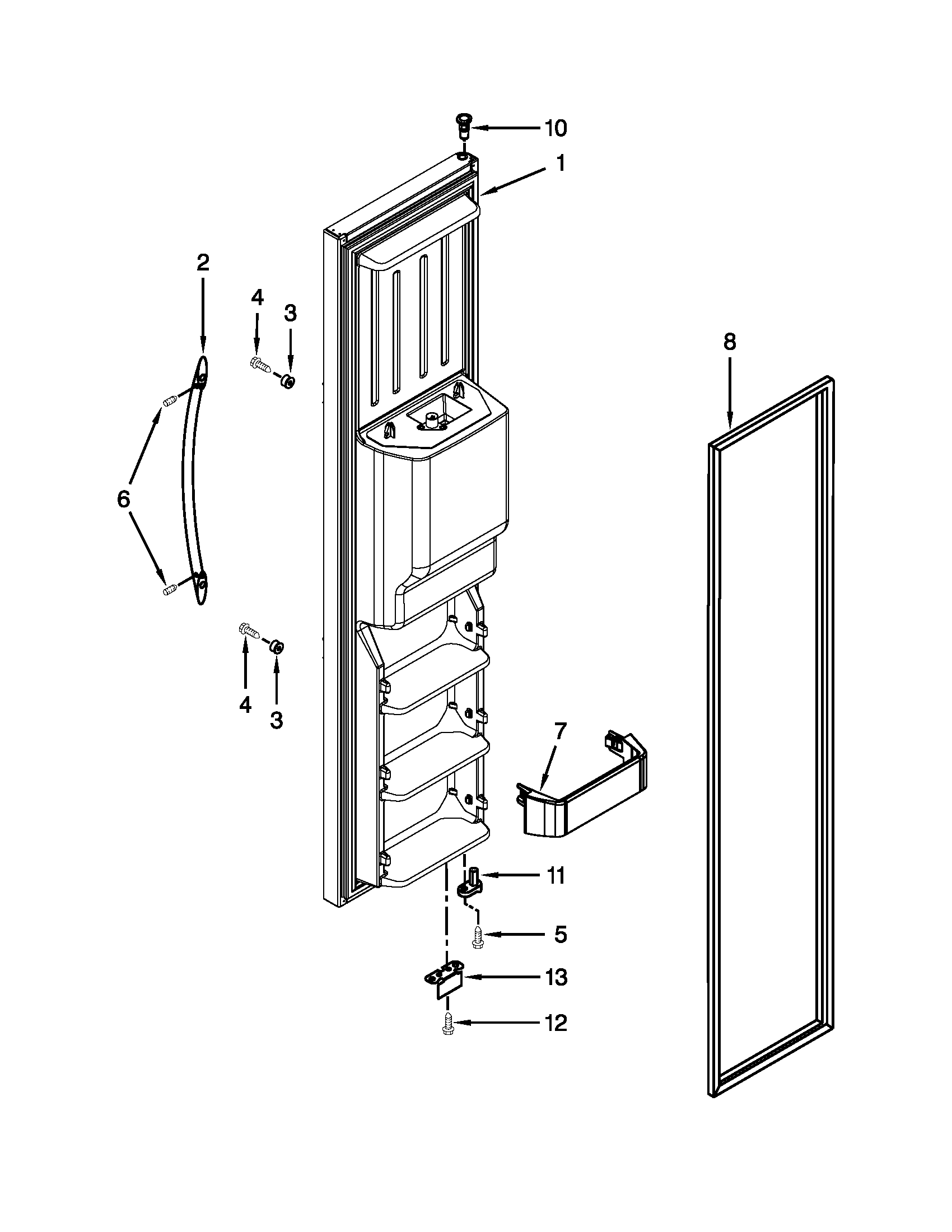 KitchenAid KSCS23FVSS02 freezer door parts diagram