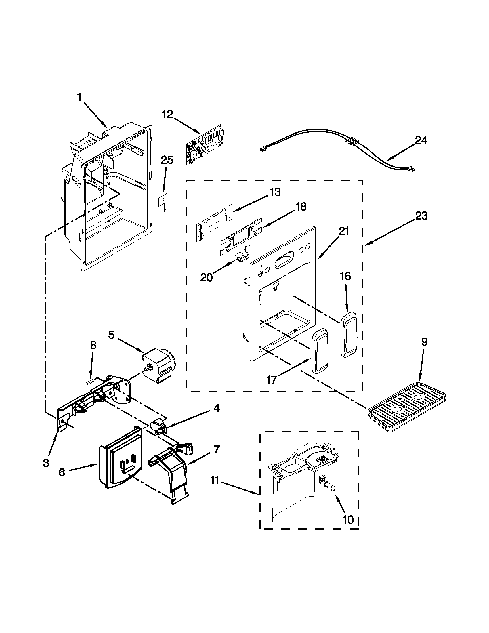 KitchenAid KSCS23FVSS02 dispenser parts diagram